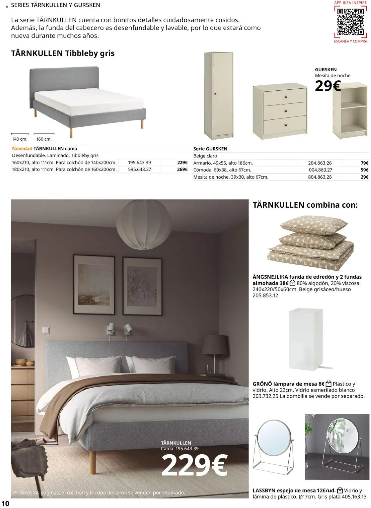 Catálogo IKEA Muebles para el dormitorio │ válido desde el 04.02.2025 | Página: 10 | Productos: Edredón, Mesa, Espejo, Lámpara