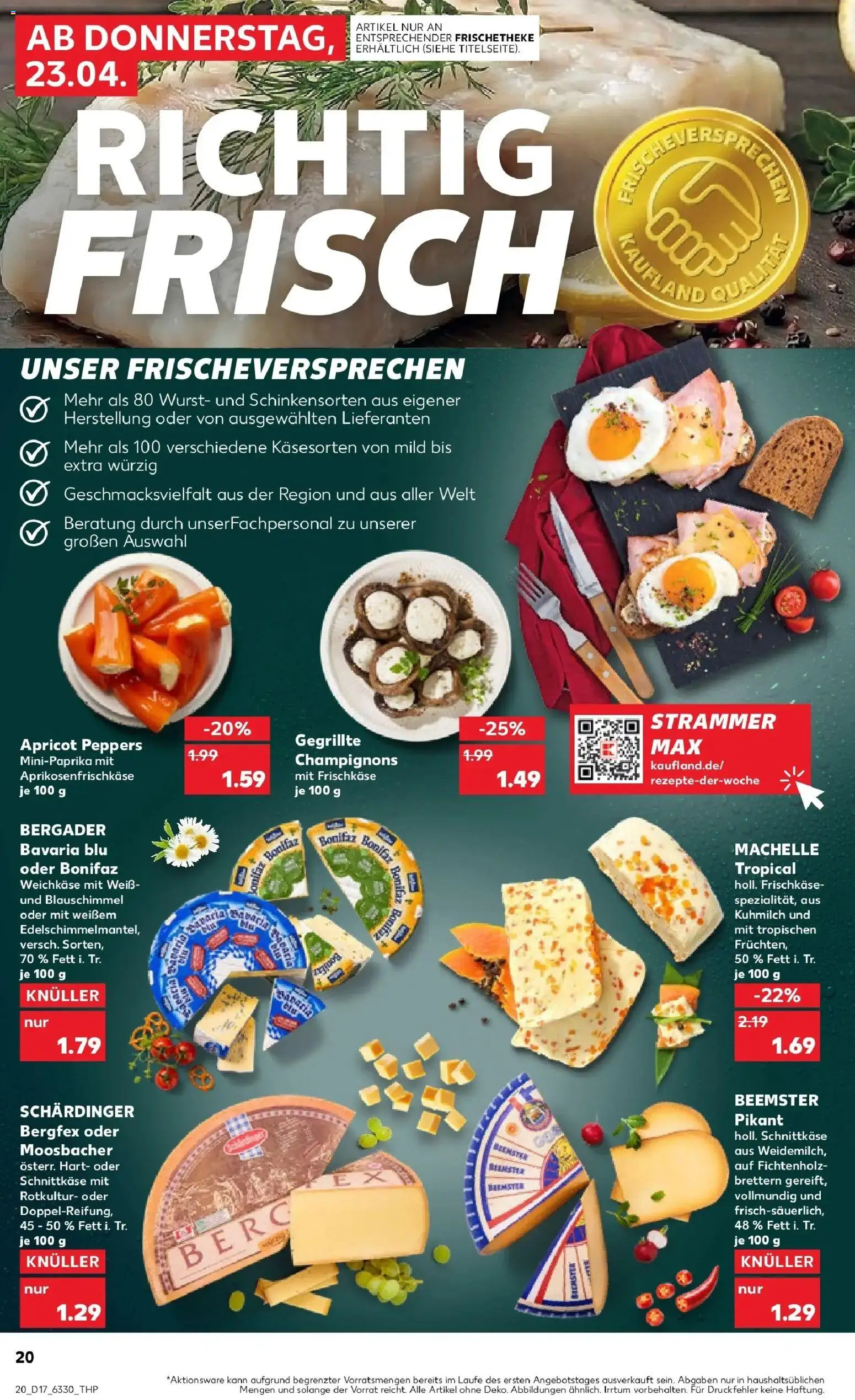 Kaufland Prospekt Rheda-Wiedenbrück	 – gültig ab 23.04.2026 | Seite: 20 | Produkte: Champignons, Wurst, Frischkase