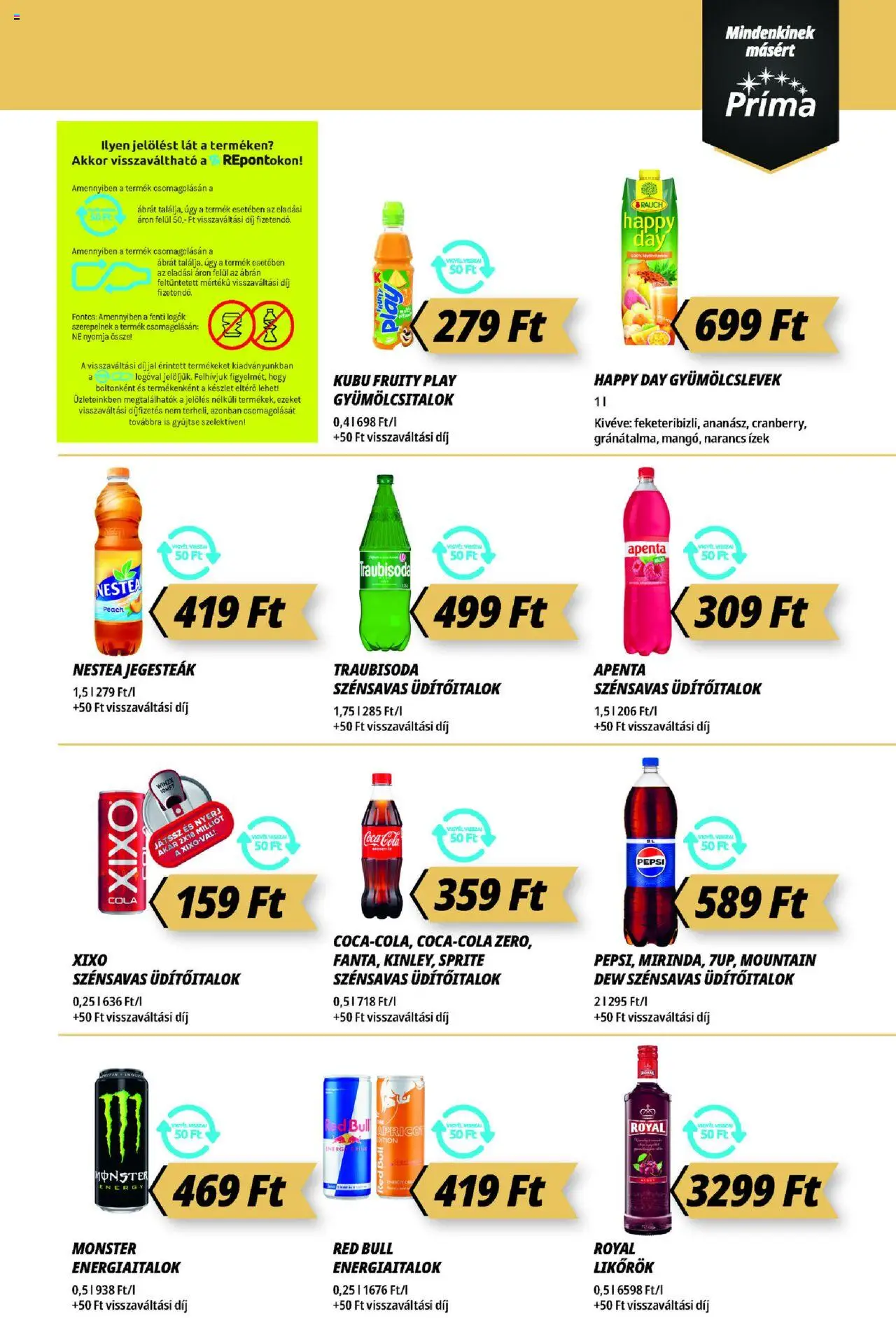 CBA Príma akciós ujság - amely érvényes a következő dátumtól: 14.08.2025 | Oldal: 9 | Termékek: Pepsi, Red bull, Coca Cola, Narancs
