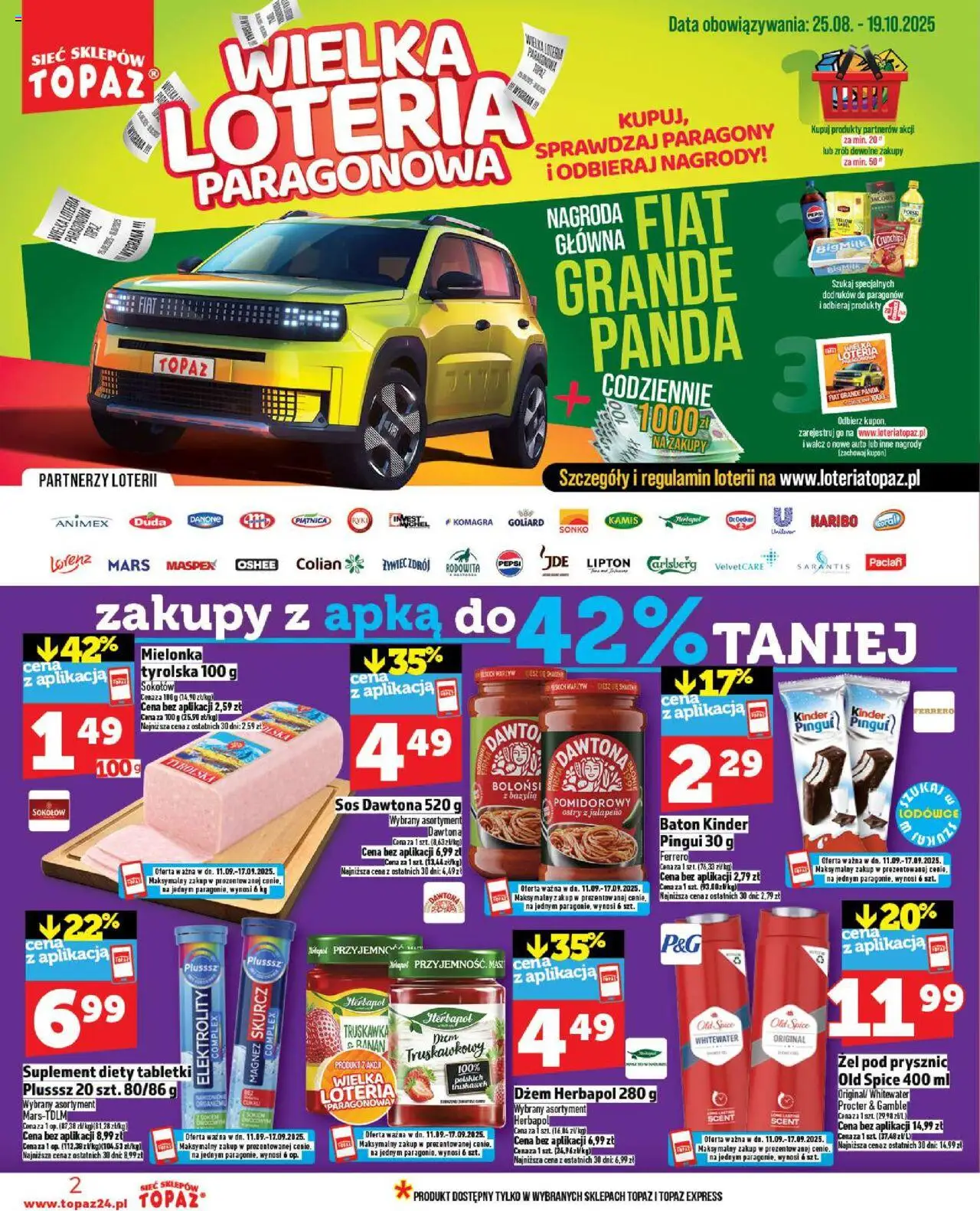 Topaz Gazetka MAZ od 11.09.2025 | Strona: 2 | Produkty: Pepsi, Prysznic, Baton, Old spice