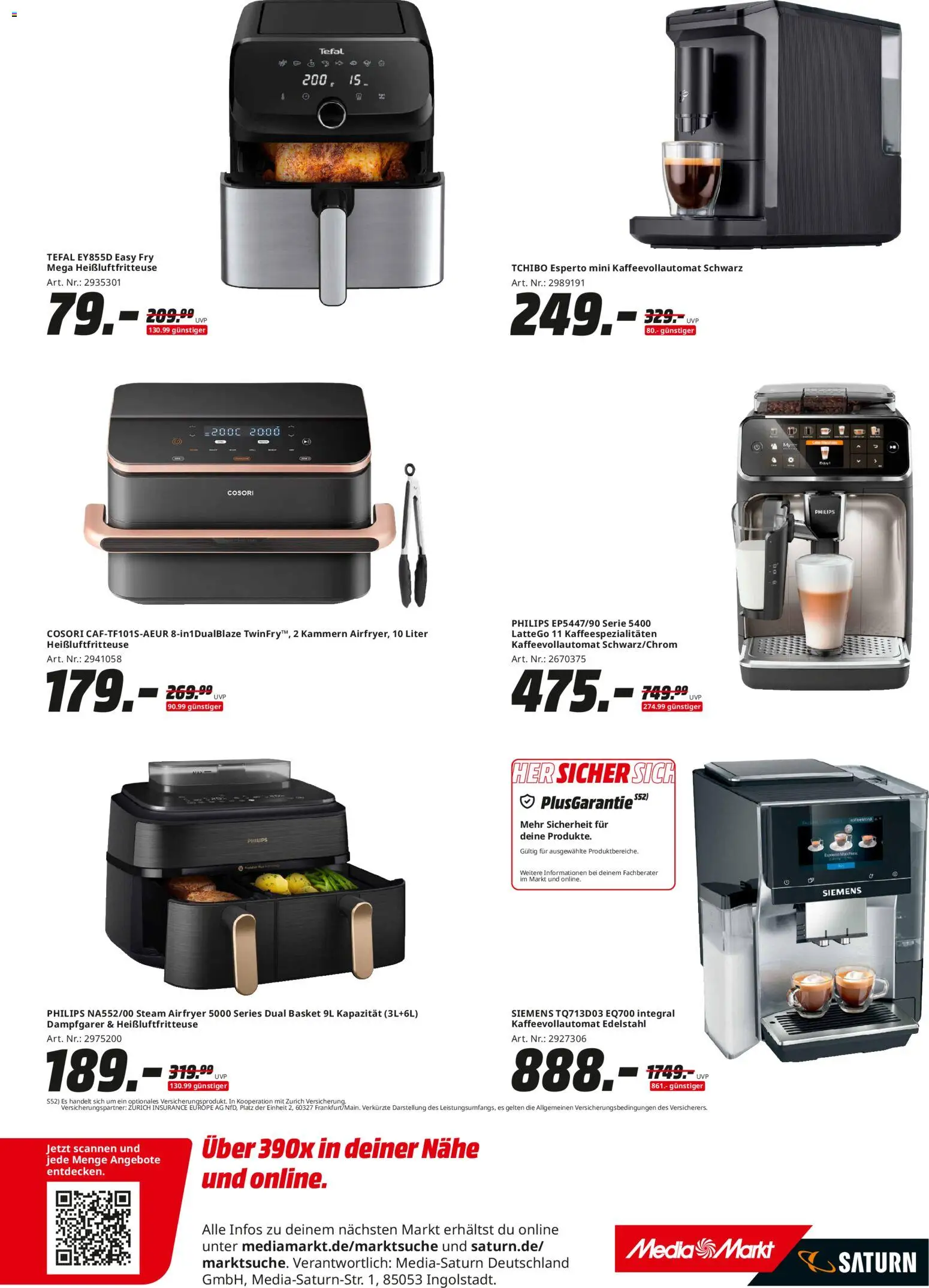 Media Markt Prospekt 	 – gültig ab 08.12.2025 | Seite: 16 | Produkte: Philips, Siemens, Kaffeevollautomat, Heißluftfritteuse