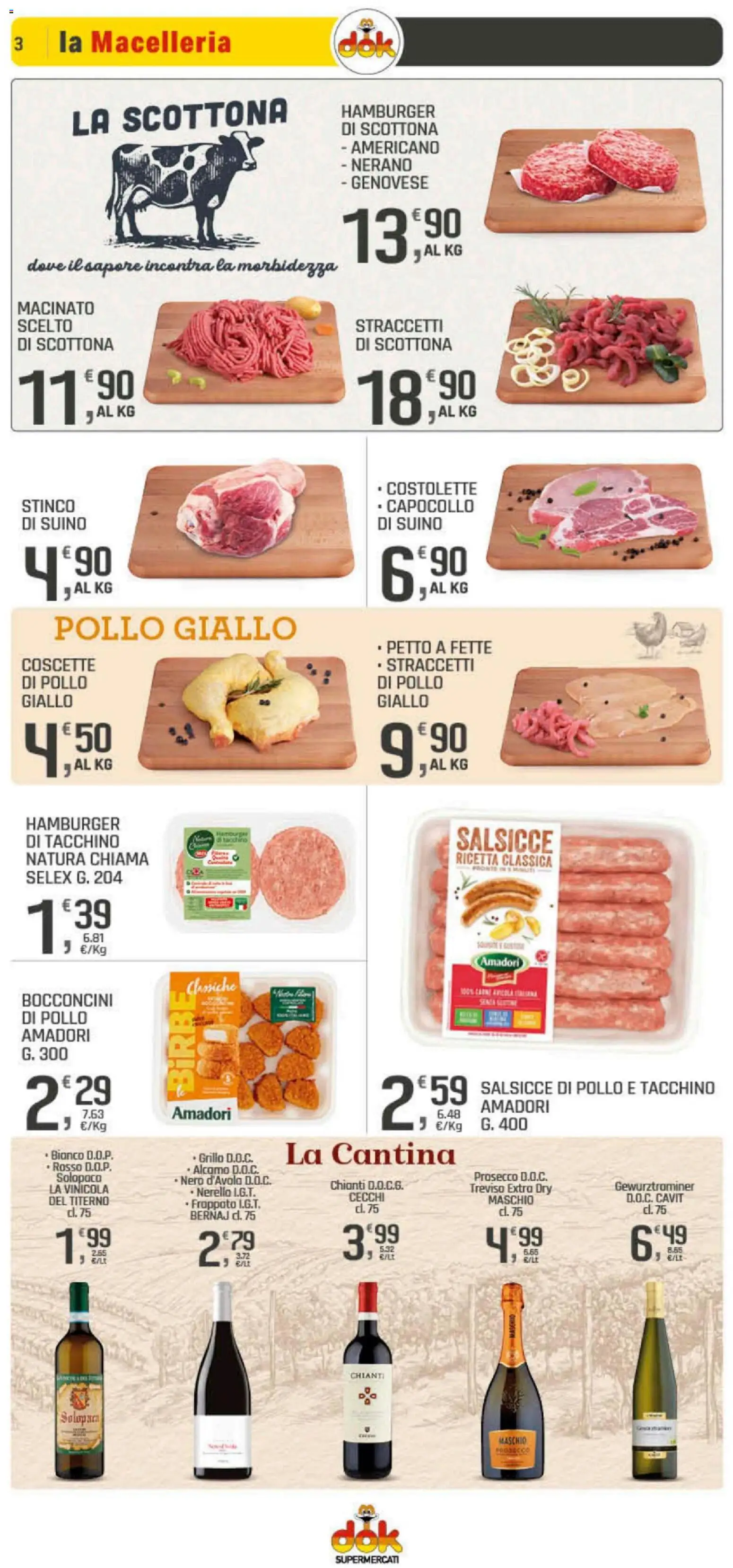 Volantino DOK del 06.11.2025 | Pagina: 3 | Prodotti: Pollo, Suino, Hamburger, Macinato