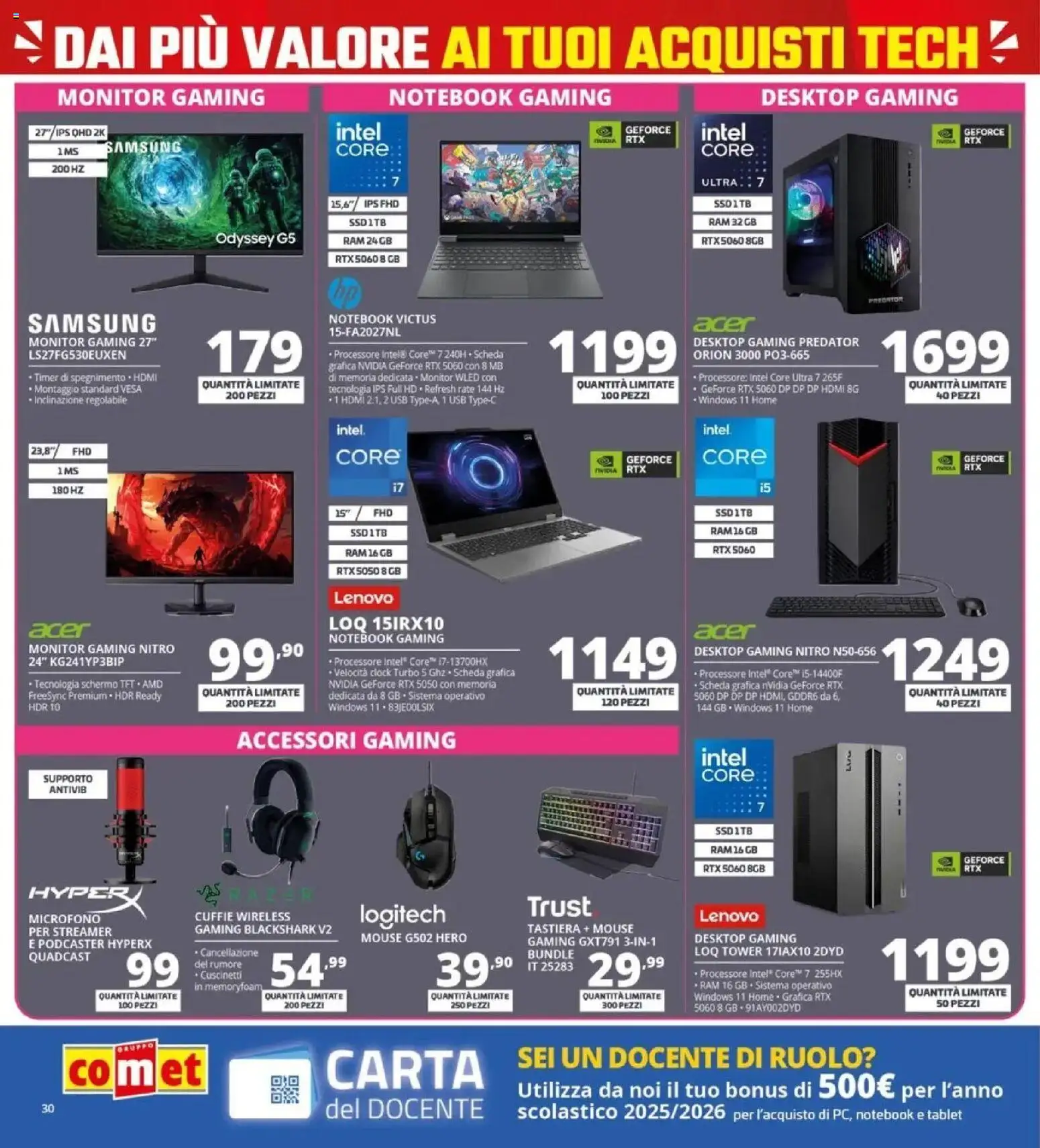 Volantino Comet del 05.03.2026 | Pagina: 30 | Prodotti: Notebook, Tablet, Mouse, Microfono