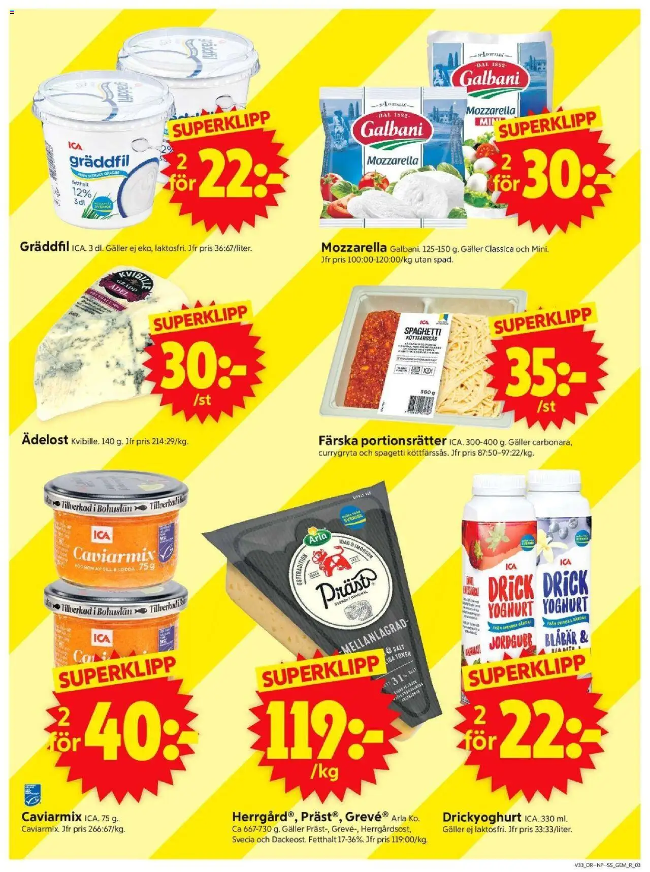 ICA Supermarket reklamblad aktuell från 11.08.2025 | Sida: 3 | Produkter: Salt, Yoghurt, Spaghetti, Gräddfil