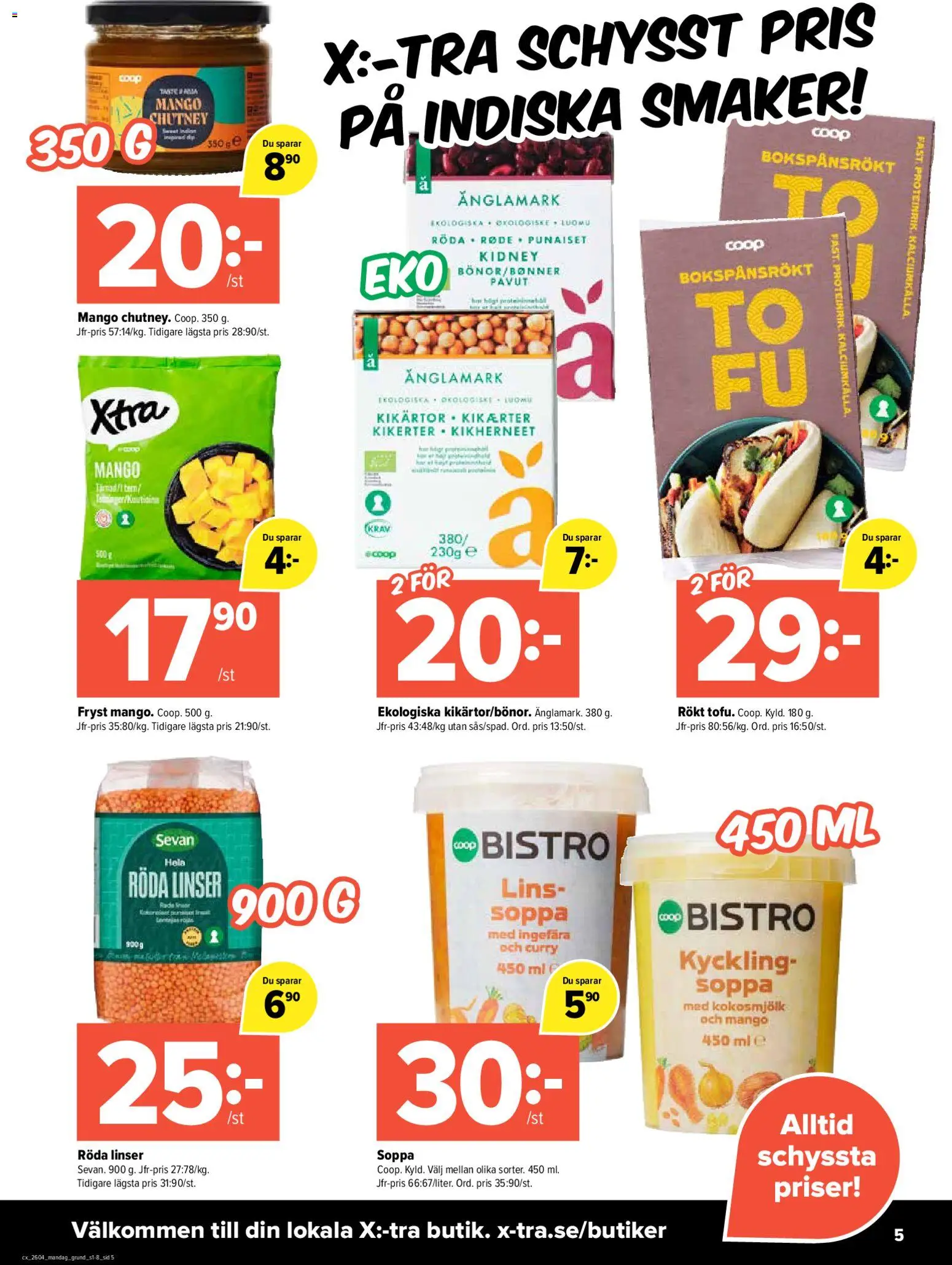 Coop X:-TRA reklamblad aktuell från 19.01.2026 | Sida: 5 | Produkter: Linser, Röda linser, Mango, Soppa