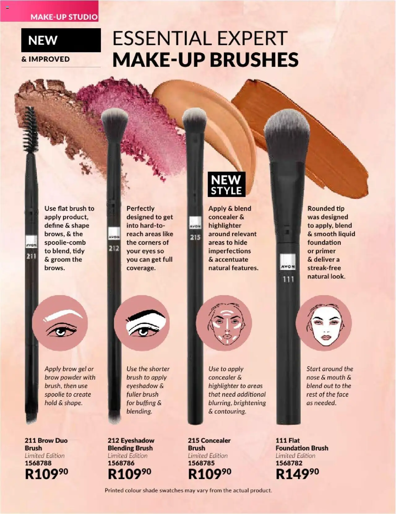 AVON Catalogue  │ valid from 01.08.2025 | Page: 64 | Products: Primer, Foundation, Powder, Makeup brushes