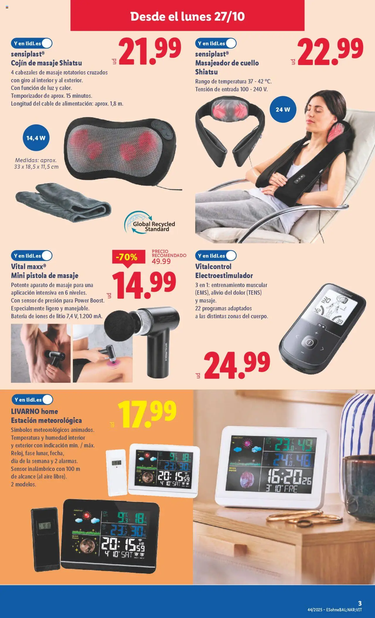 Lidl catálogo de bazar VAL │ válido desde el 27.10.2025 | Página: 5 | Productos: Cable, Estación meteorológica, Cojín, Batería