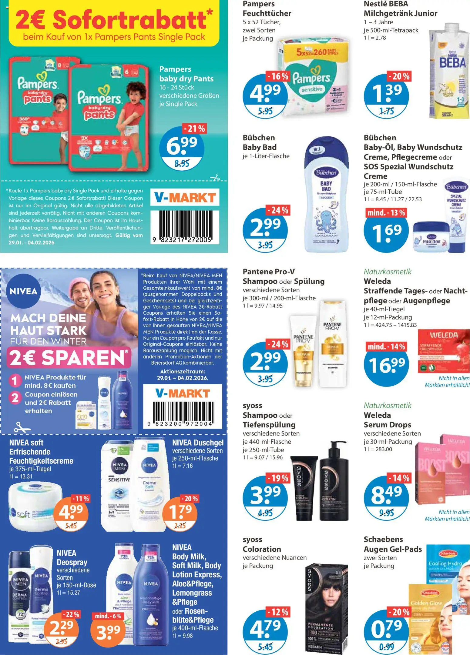V-Markt - Hallertau / Oberpfalz – gültig ab 29.01.2026 | Seite: 10 | Produkte: Pampers, Shampoo, Creme, Duschgel