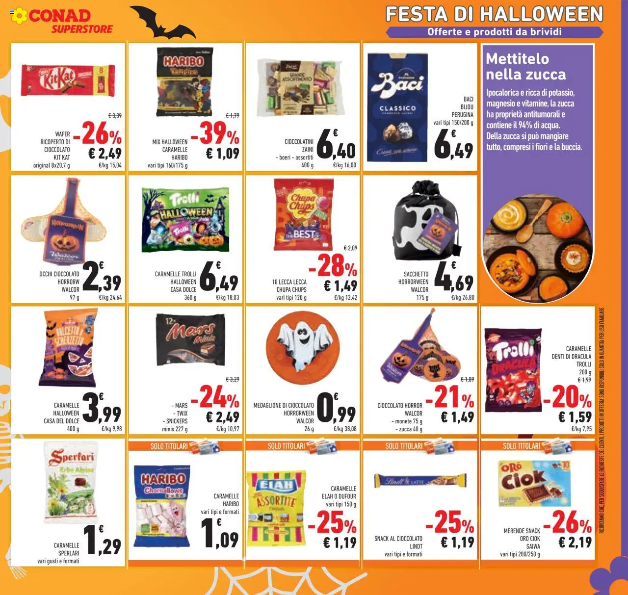 Volantino Conad del 22.10.2025 | Pagina: 15 | Prodotti: Cioccolato, Caramelle, Zucca, Cioccolatini