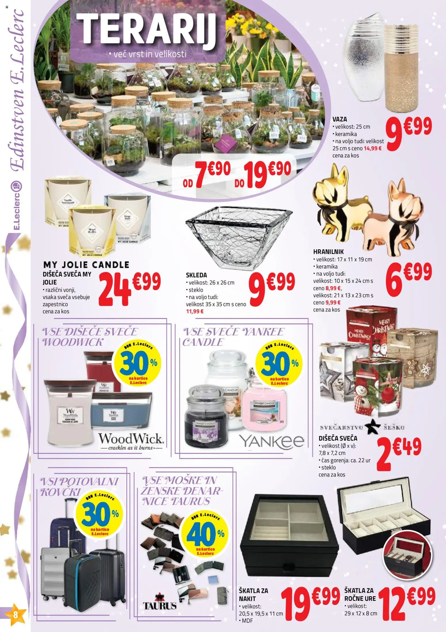 Novi E.leclerc katalog ponudbe – veljaven od 26.11.2025 | Stran: 8 | Izdelki: Skatla, Kos, Vaza, Svece
