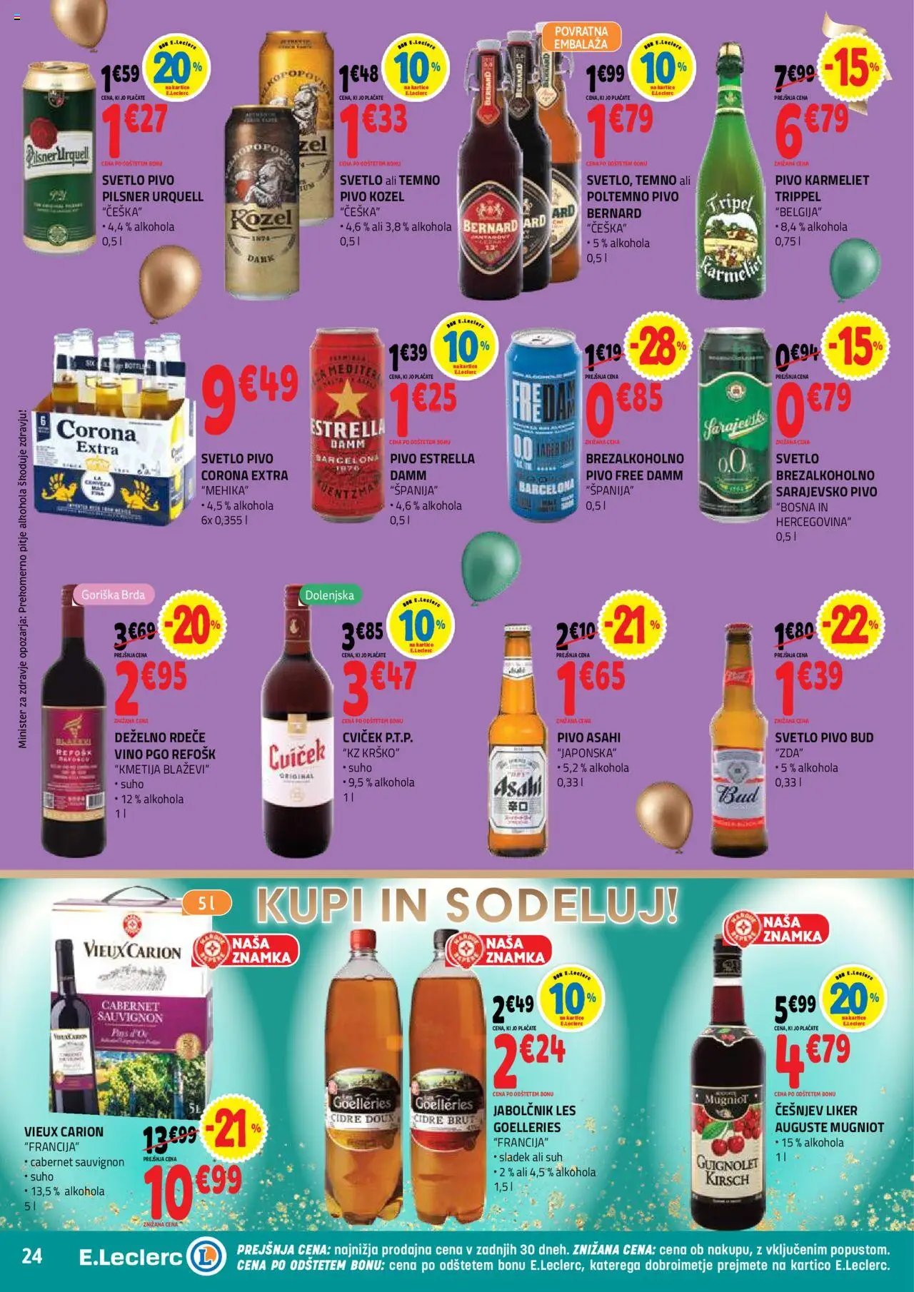 Novi E.leclerc katalog ponudbe – veljaven od 22.10.2025 | Stran: 24 | Izdelki: Vino, Pivo