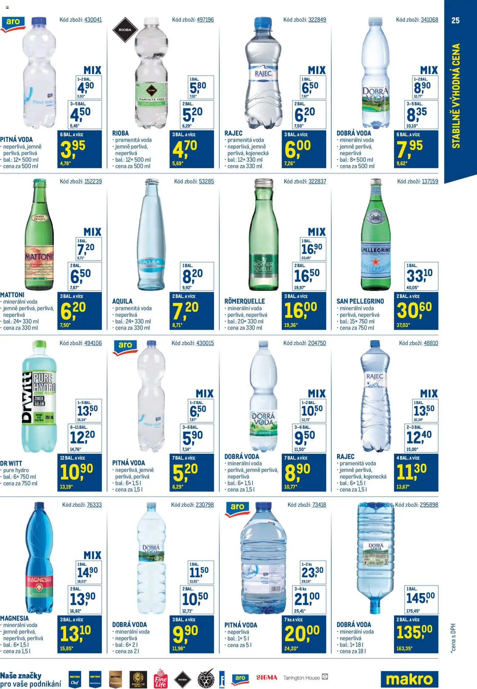 Makro leták - Stabilně výhodná cena od 19.11.2025 | Strana: 25 | Produkty: Dobrá voda, Voda, Drwitt, Minerální voda