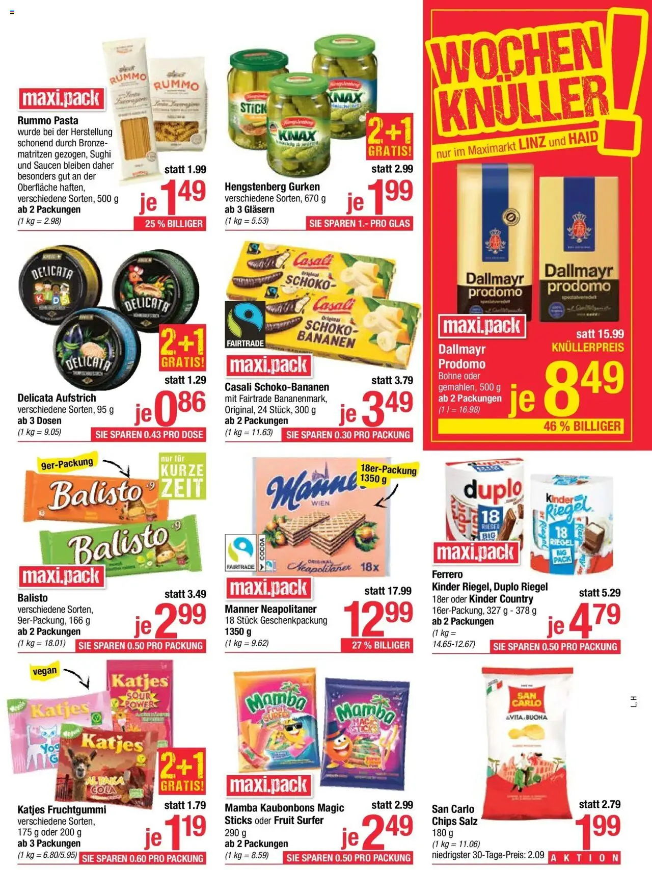 Maximarkt Haid, Linz gültig ab 13.10.2025 | Seite: 13 | Produkte: Pasta, Chips, Gurken, Bananen