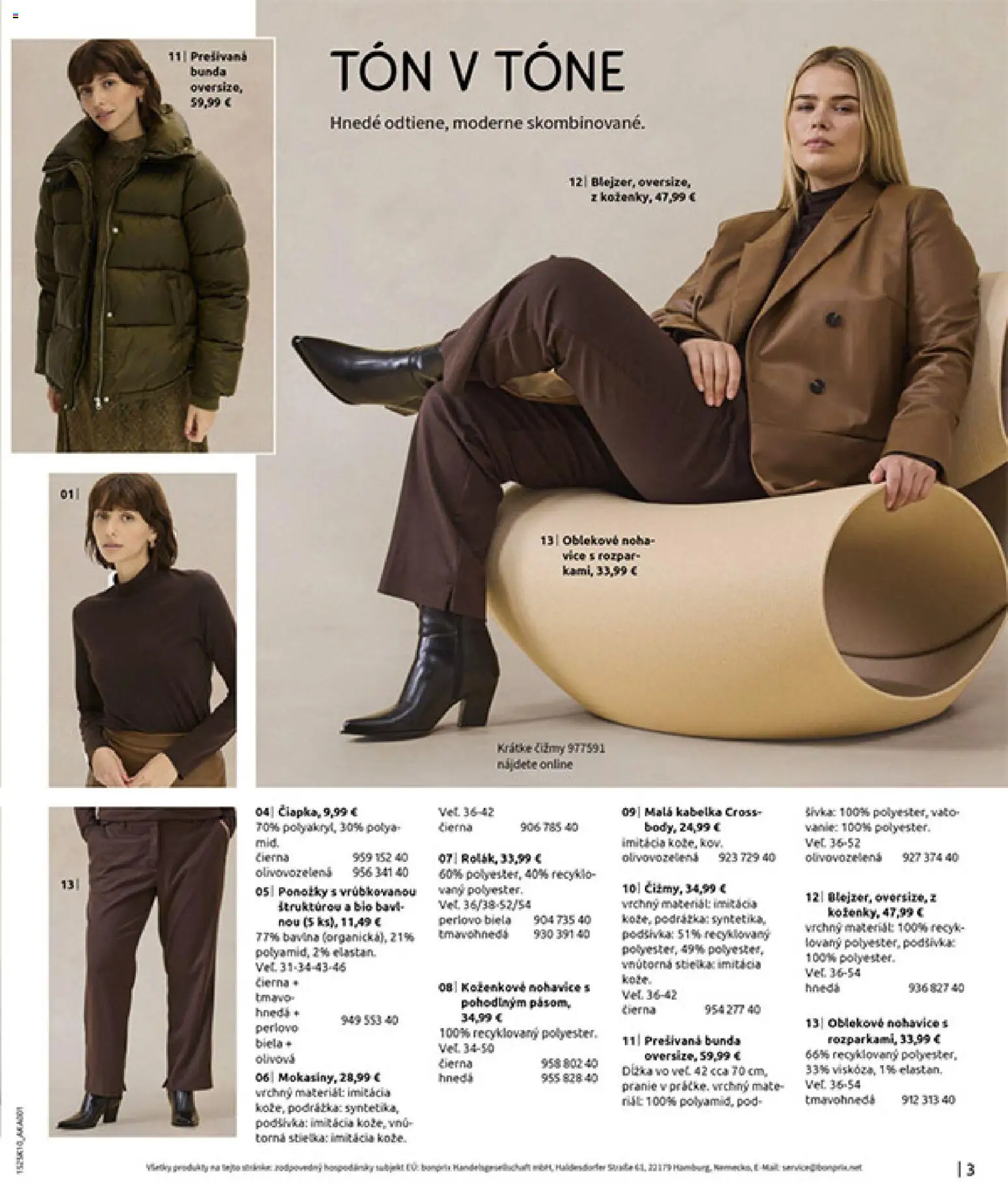 Nové Bonprix akcie – leták je platný od 01.11.2025 | Strana: 5 | Produkty: Bunda, Nohavice, Ponožky, Kabelka