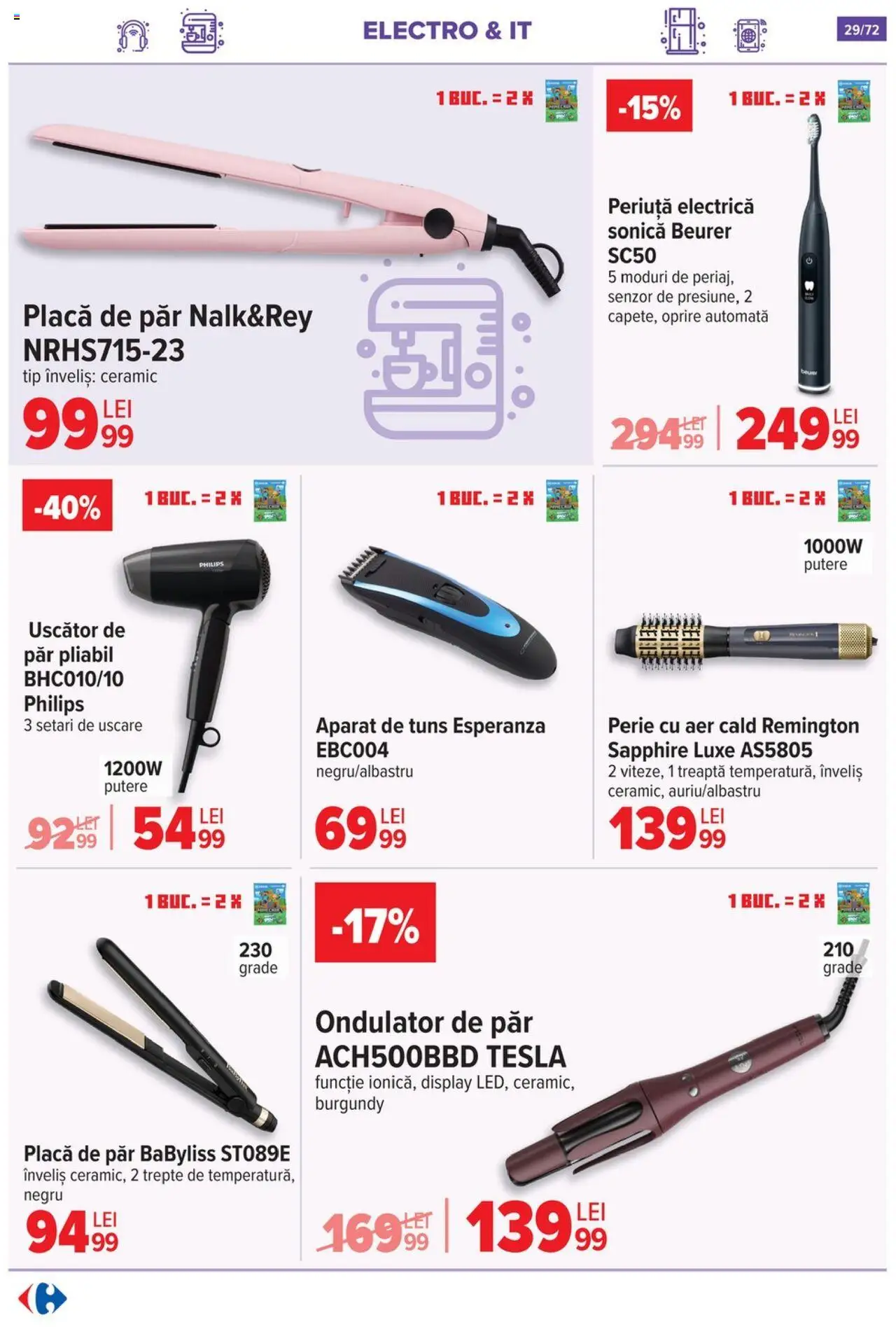 Noul catalog Carrefour – valabil de la 15.10.2025 | Pagină: 30 | Produse: Uscător, Ondulator, Uscător De Păr, Perie