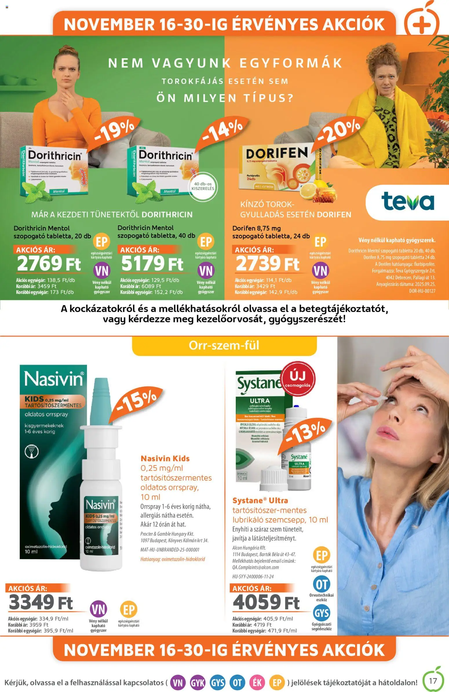 Alma Gyógyszertárak akciós ujság - amely érvényes a következő dátumtól: 01.11.2025 | Oldal: 17