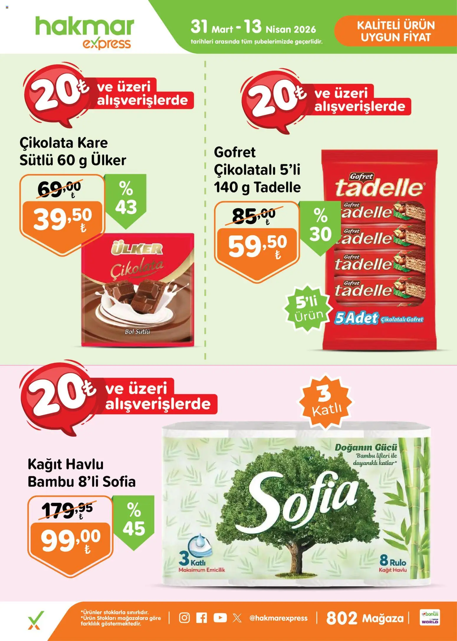 Hakmar Express - Salı Aktüel Ürünler - 31.03.2026 tarihinden itibaren geçerlidir | Sayfa: 2 | Ürünler: Gofret, Çikolatalı gofret, Çikolata, Kağıt havlu