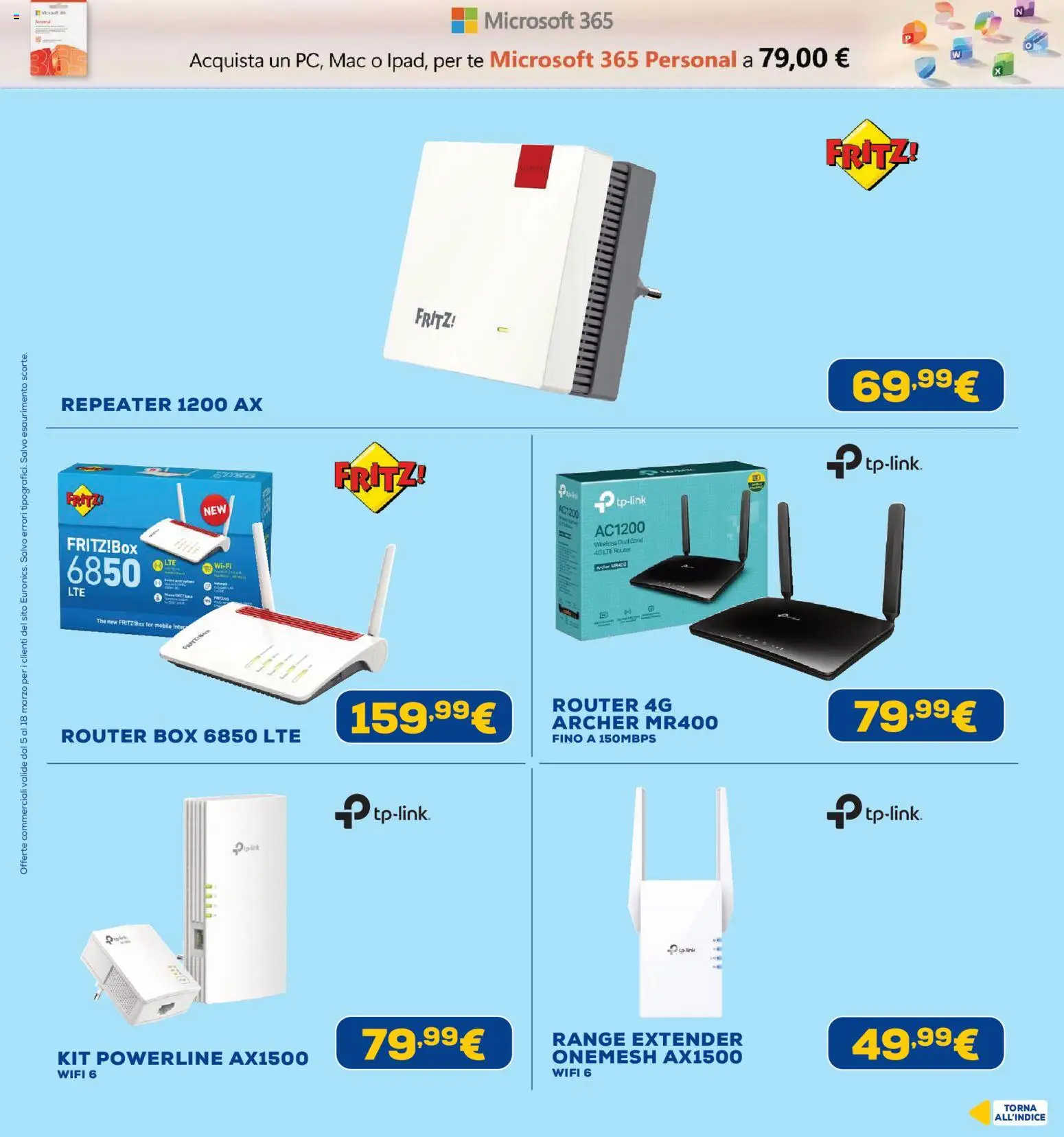 Volantino Euronics del 05.03.2026 | Pagina: 33 | Prodotti: Router, Range extender, Tè, The