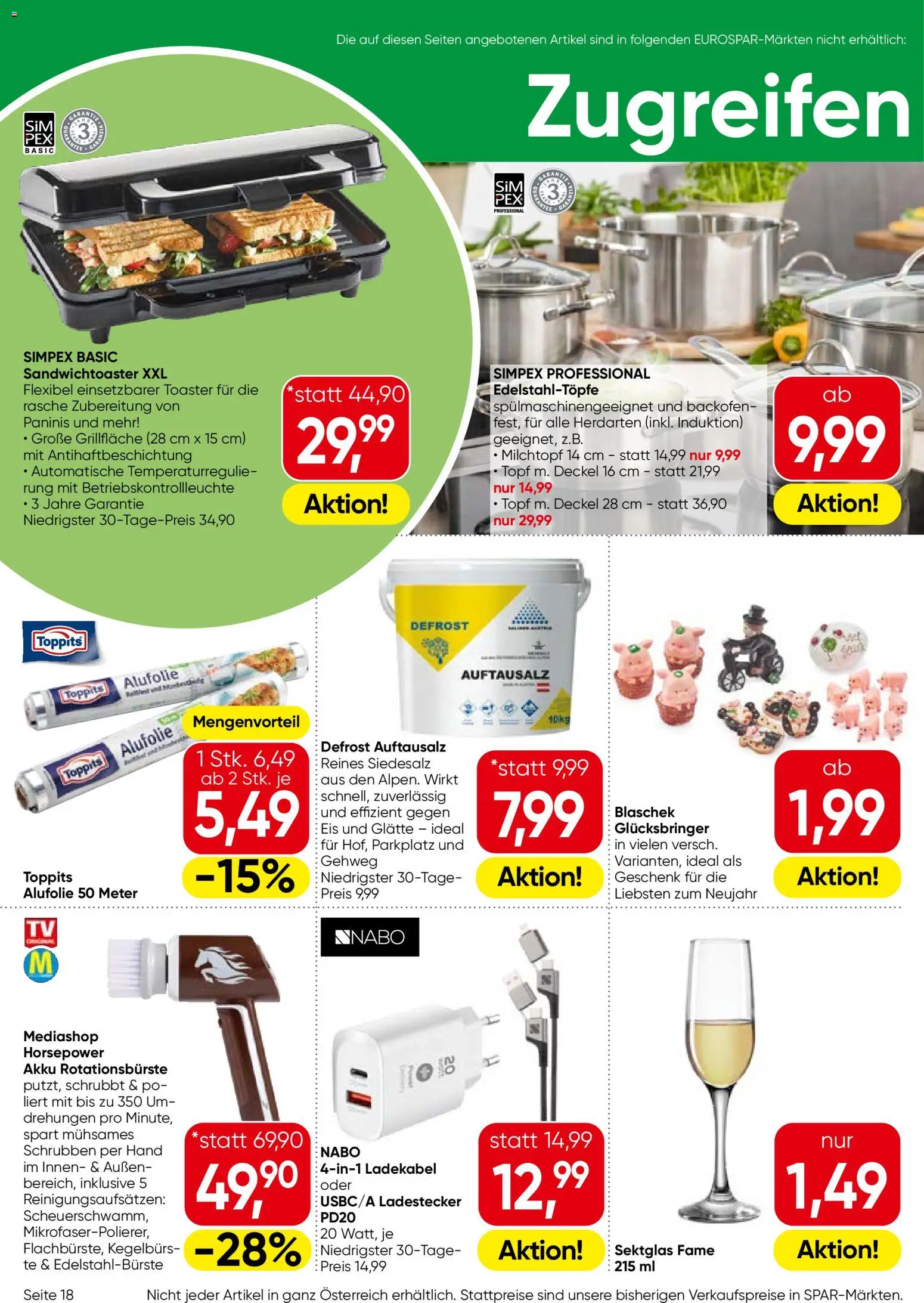 Eurospar Flugblatt gültig ab 18.12.2025 | Seite: 18 | Produkte: Eis, Toaster