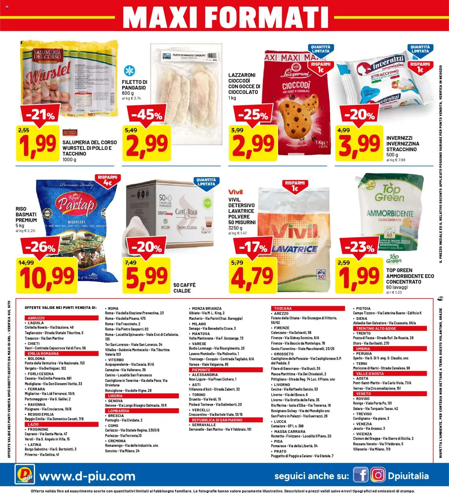 Volantino D Più del 12.01.2026 | Pagina: 12 | Prodotti: Cioccolato, Riso, Tacchino, Wurstel