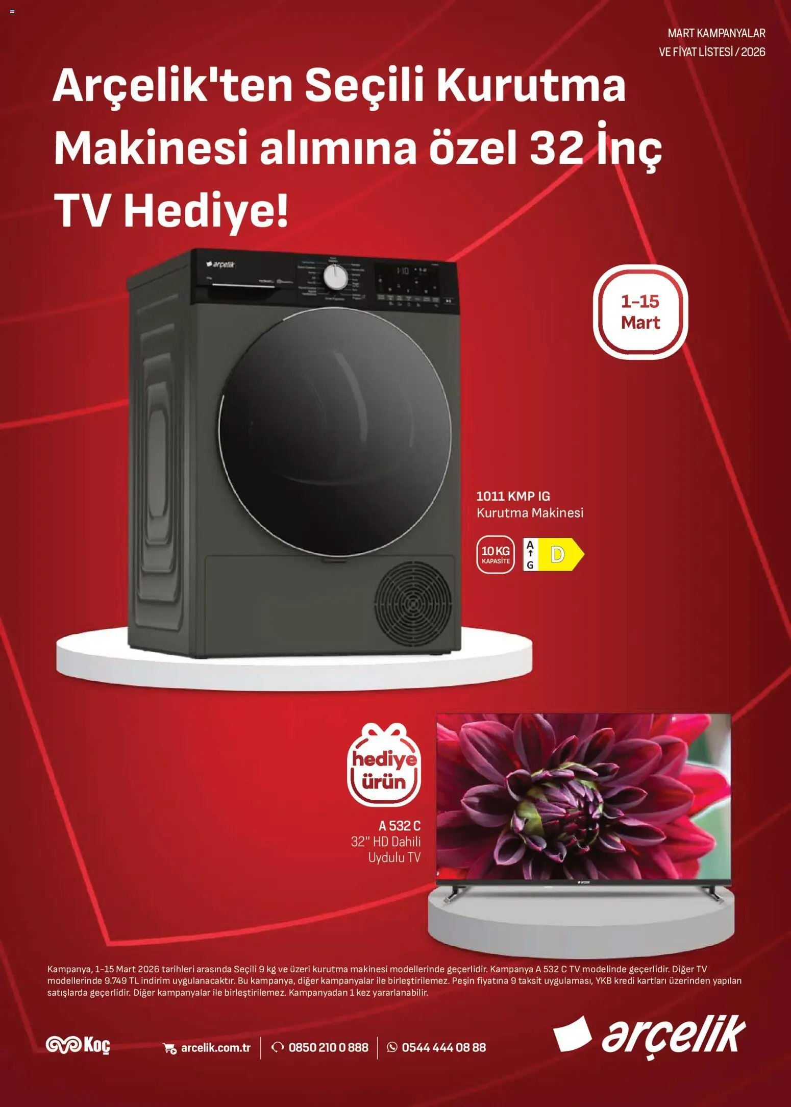 Arçelik Katalog - 01.03.2026 tarihinden itibaren geçerlidir | Sayfa: 2 | Ürünler: Kurutma makinesi, TV