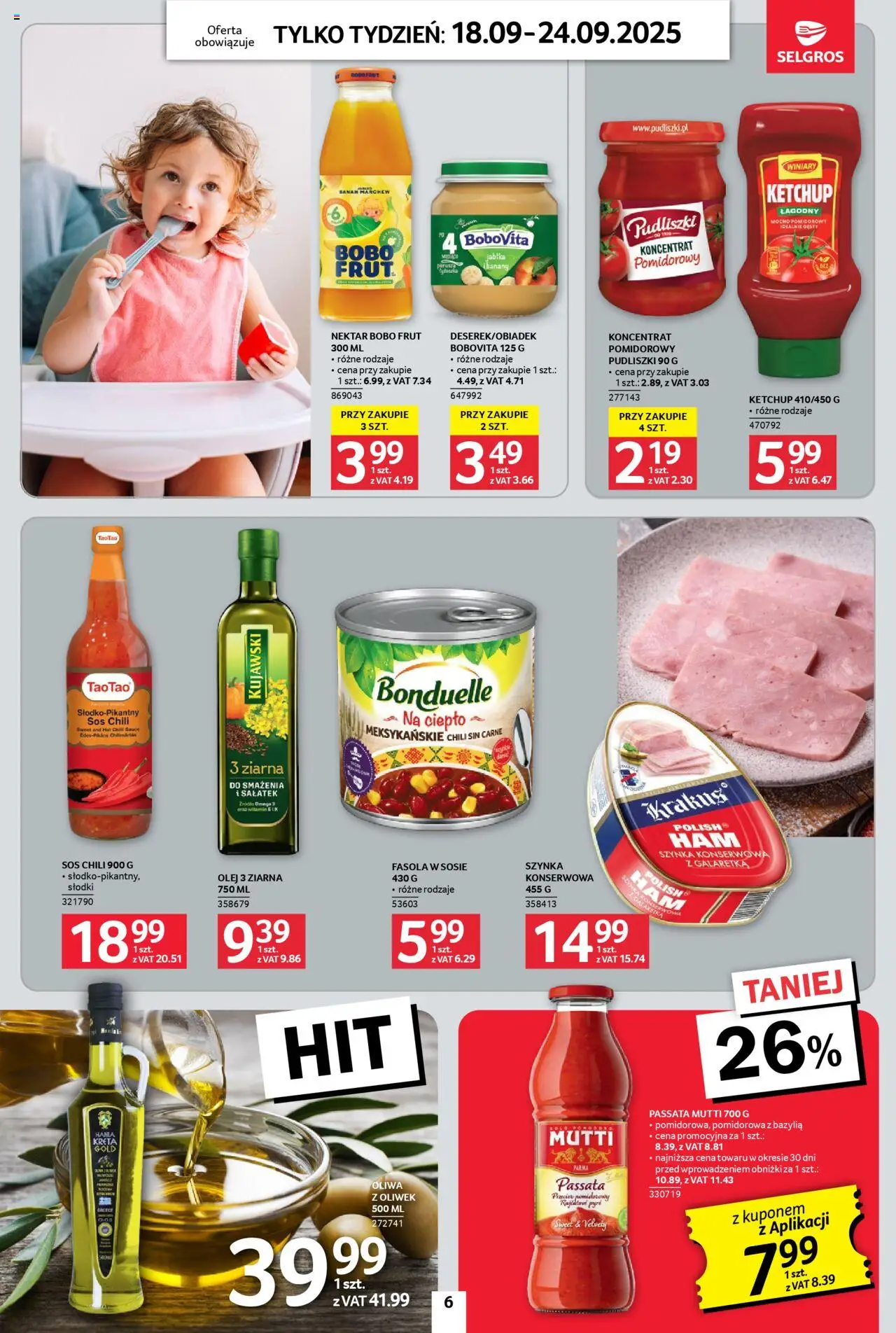 Selgros cash&carry Gazetka - Jeszcze więcej super promocji od 18.09.2025 | Strona: 6 | Produkty: Chili, Galaretka, Ketchup, Bobo frut