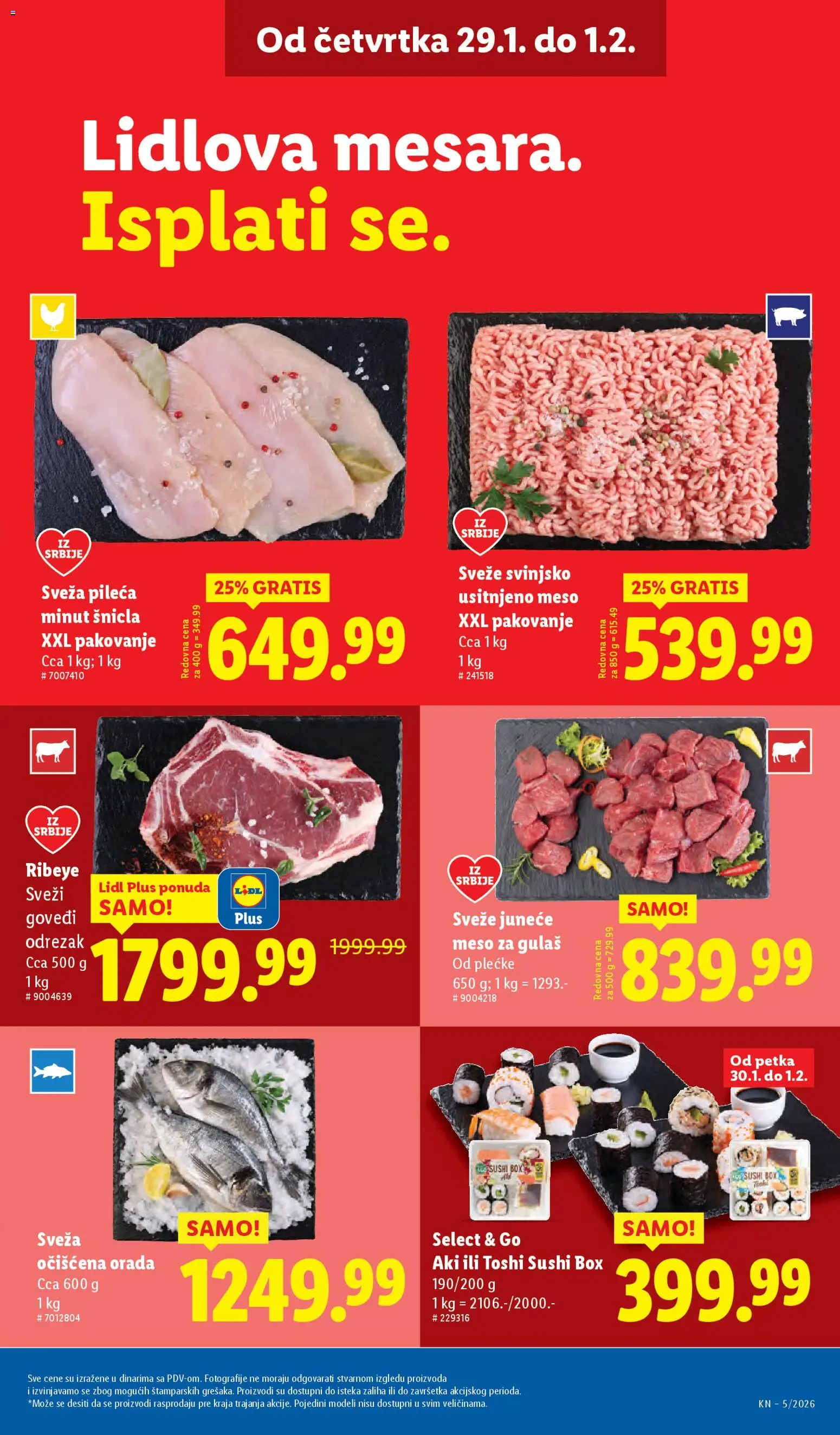 Lidl katalog - važi od 29.01.2026 | Strana: 15 | Proizvode: Juneće meso, Orada, Pakovanje, Meso za gulaš