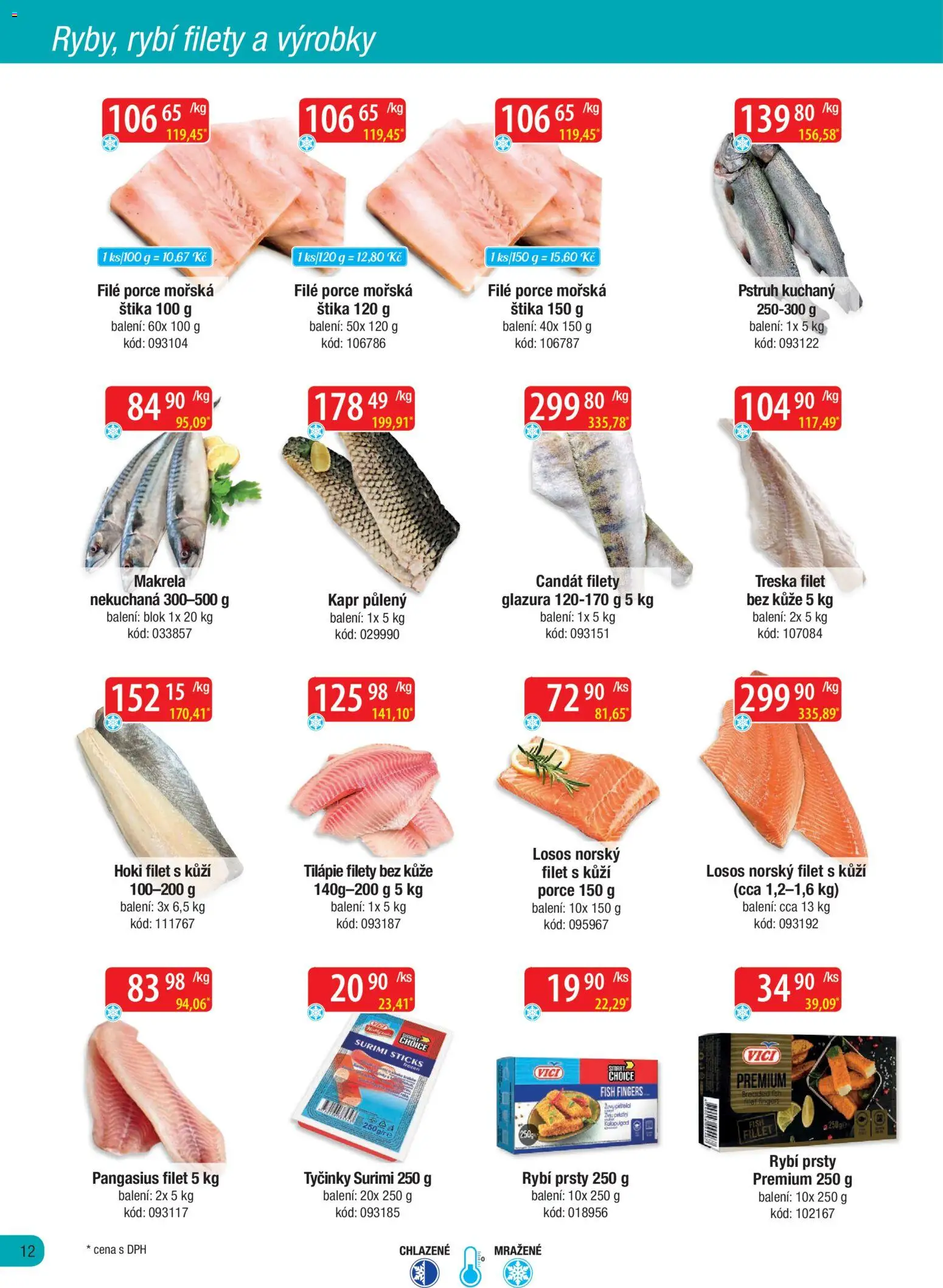 Astur & Qanto leták - Velkoobchod fresh 01/2026 od 01.01.2026 | Strana: 12 | Produkty: Treska, Tilapie, Rybí prsty, Filet
