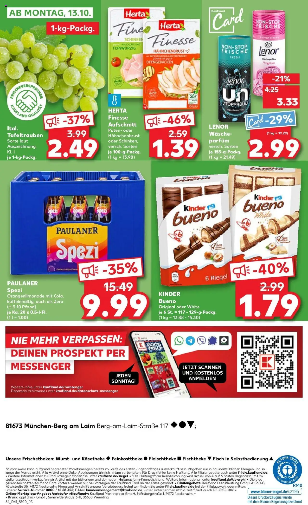Kaufland prospekt München	 – gültig ab 09.10.2025 | Seite: 54 | Produkte: Parfüm, Kinder bueno, Fisch, Paulaner