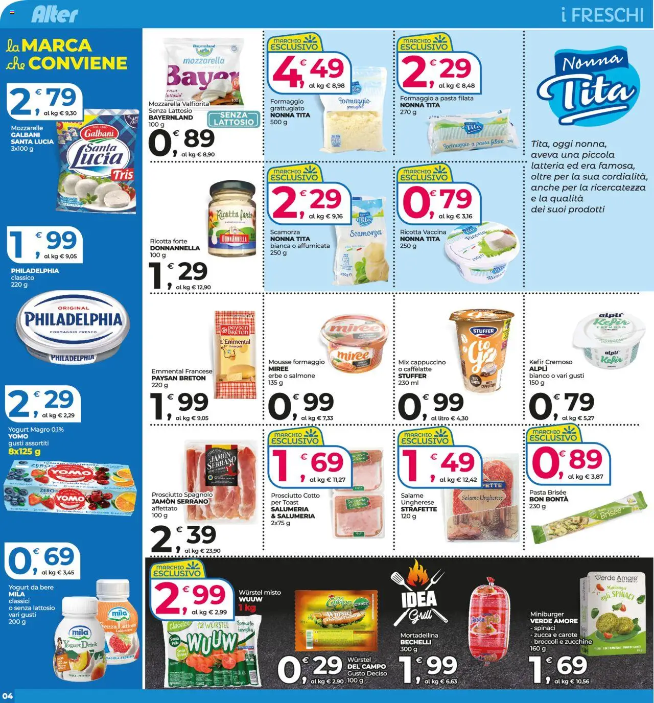 Volantino Alter Discount del 08.08.2025 | Pagina: 4 | Prodotti: Pasta, Wurstel, Broccoli, Pasta brisée