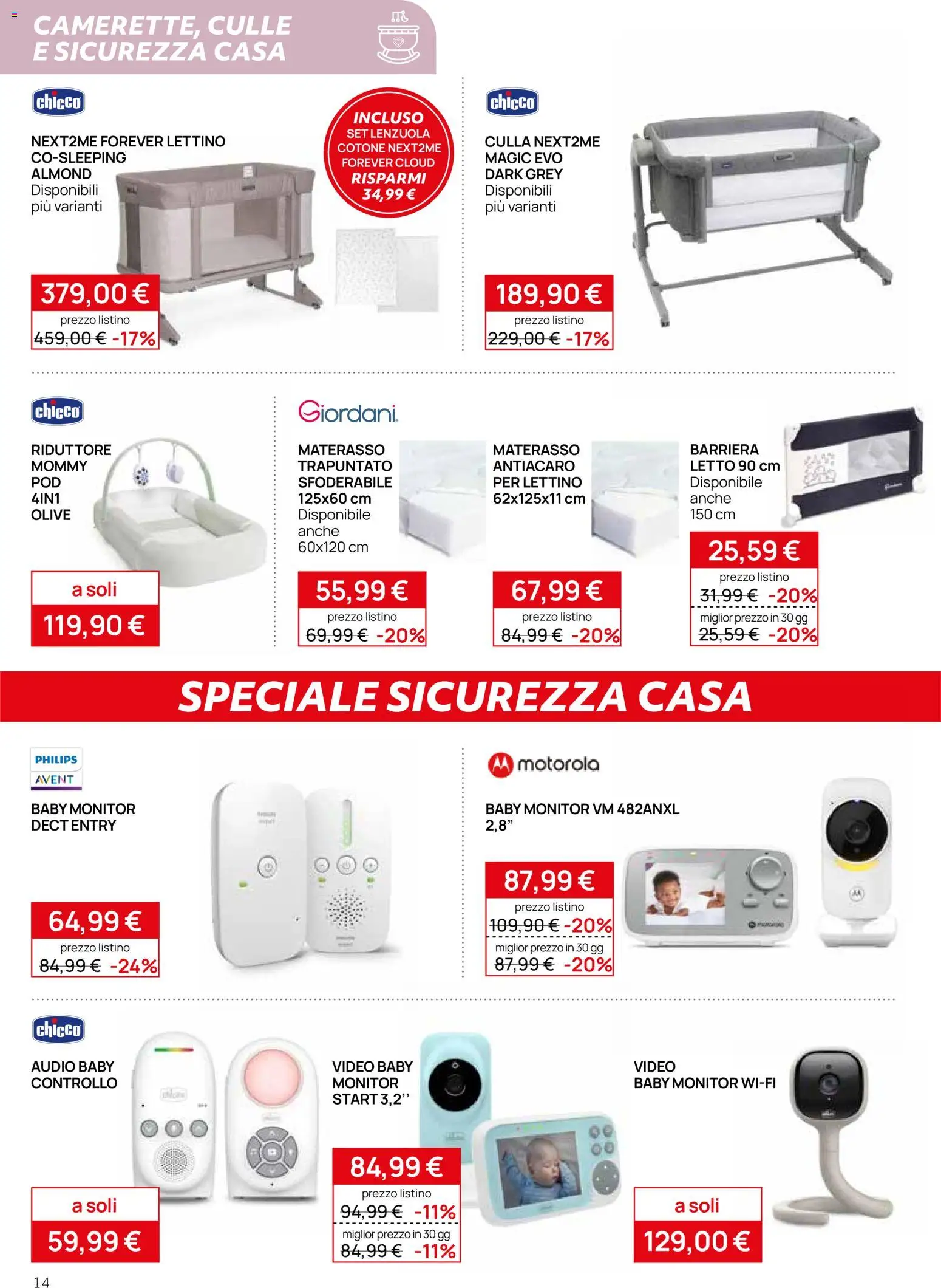 Volantino Prenatal del 17.04.2026 | Pagina: 14 | Prodotti: Olive, Culla, Baby monitor, Audio