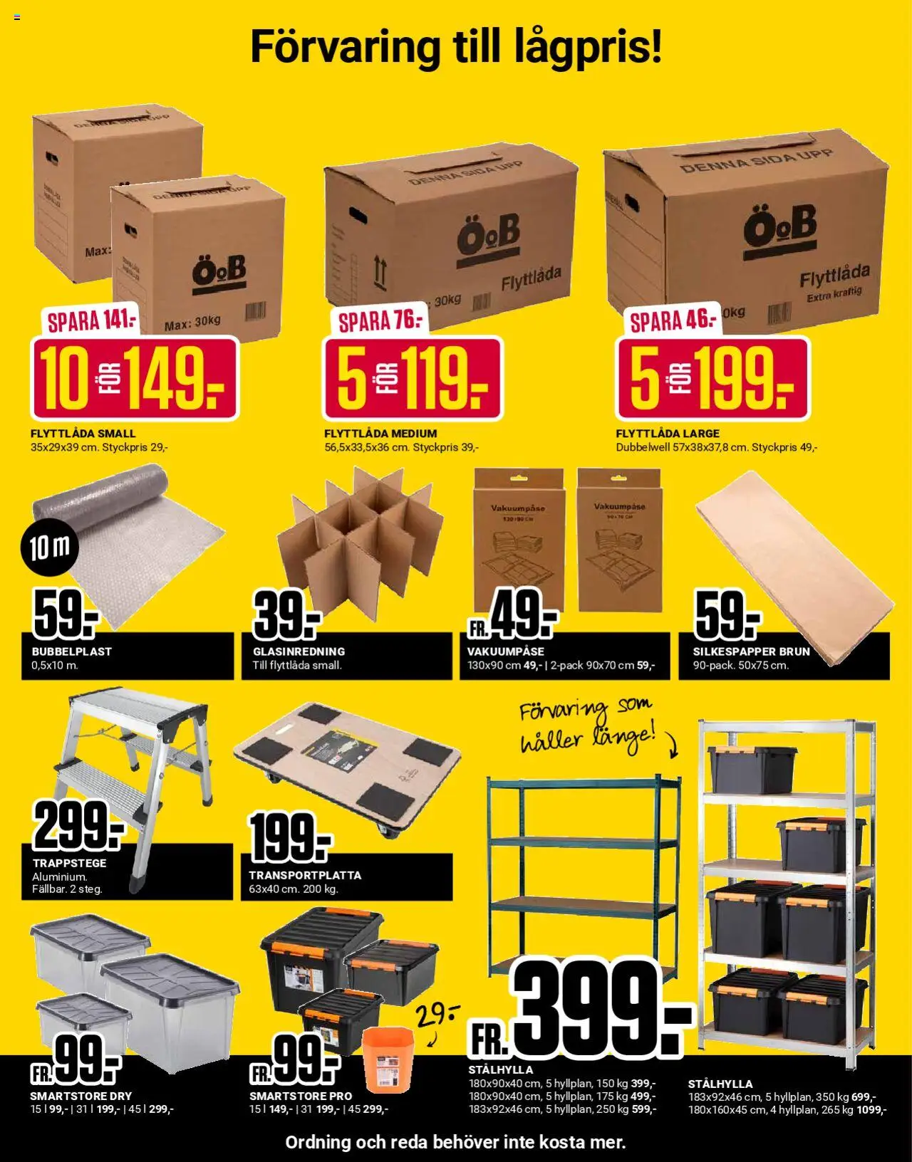 ÖoB reklamblad aktuell från 11.08.2025 | Sida: 8 | Produkter: Trappstege, Bubbelplast, Flyttlåda