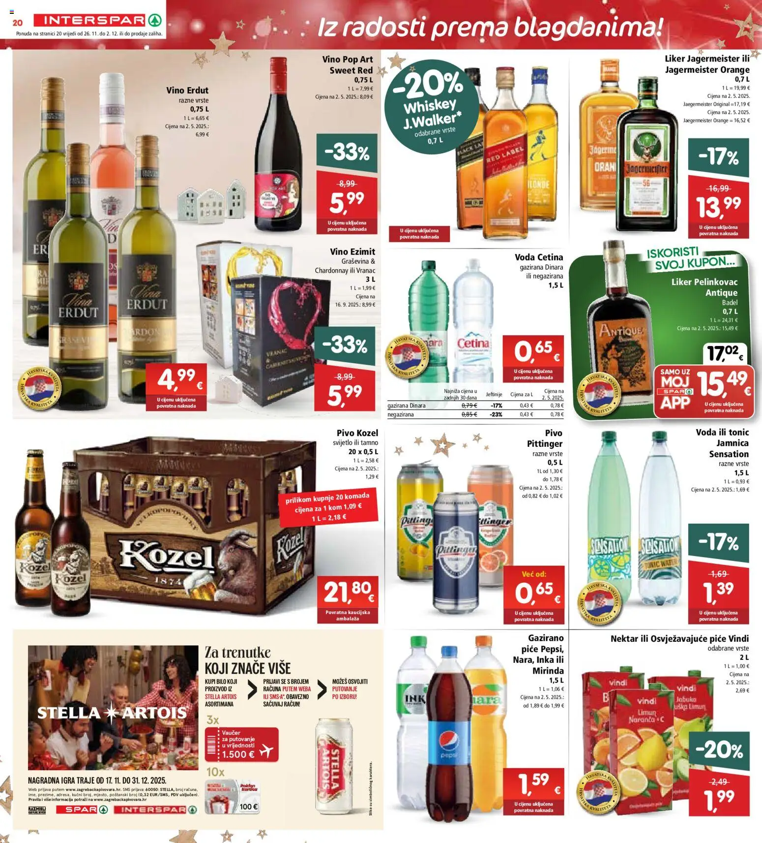 Interspar katalog | vrijedi od 26.11.2025 | Stranica: 24 | Proizvodi: Pelinkovac, Jägermeister, Pivo, Tonic