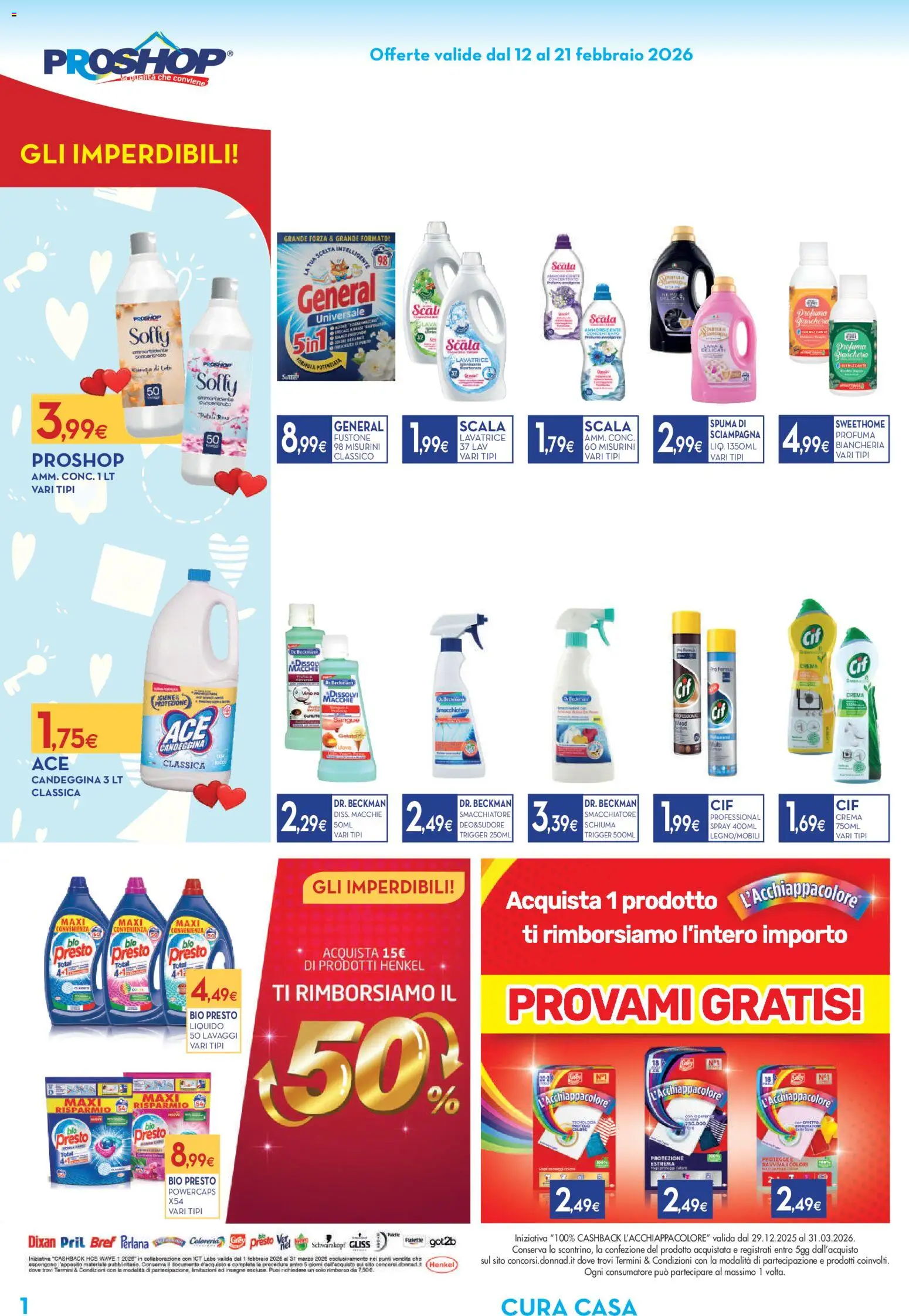 Volantino Proshop del 12.02.2026 | Pagina: 2 | Prodotti: Crema, Vino, Lavatrice, Scala