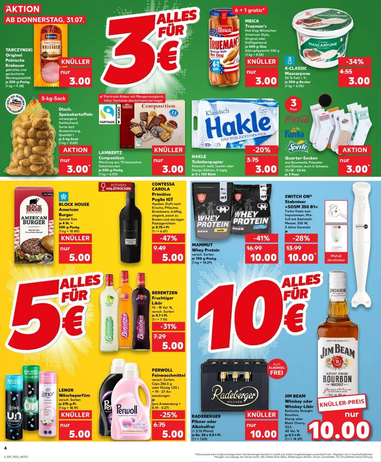 Kaufland Prospekt 	 - gültig ab dem 31.07.2025 | Seite: 4 | Produkte: Lenor, Burger, Radeberger pilsner, Berentzen