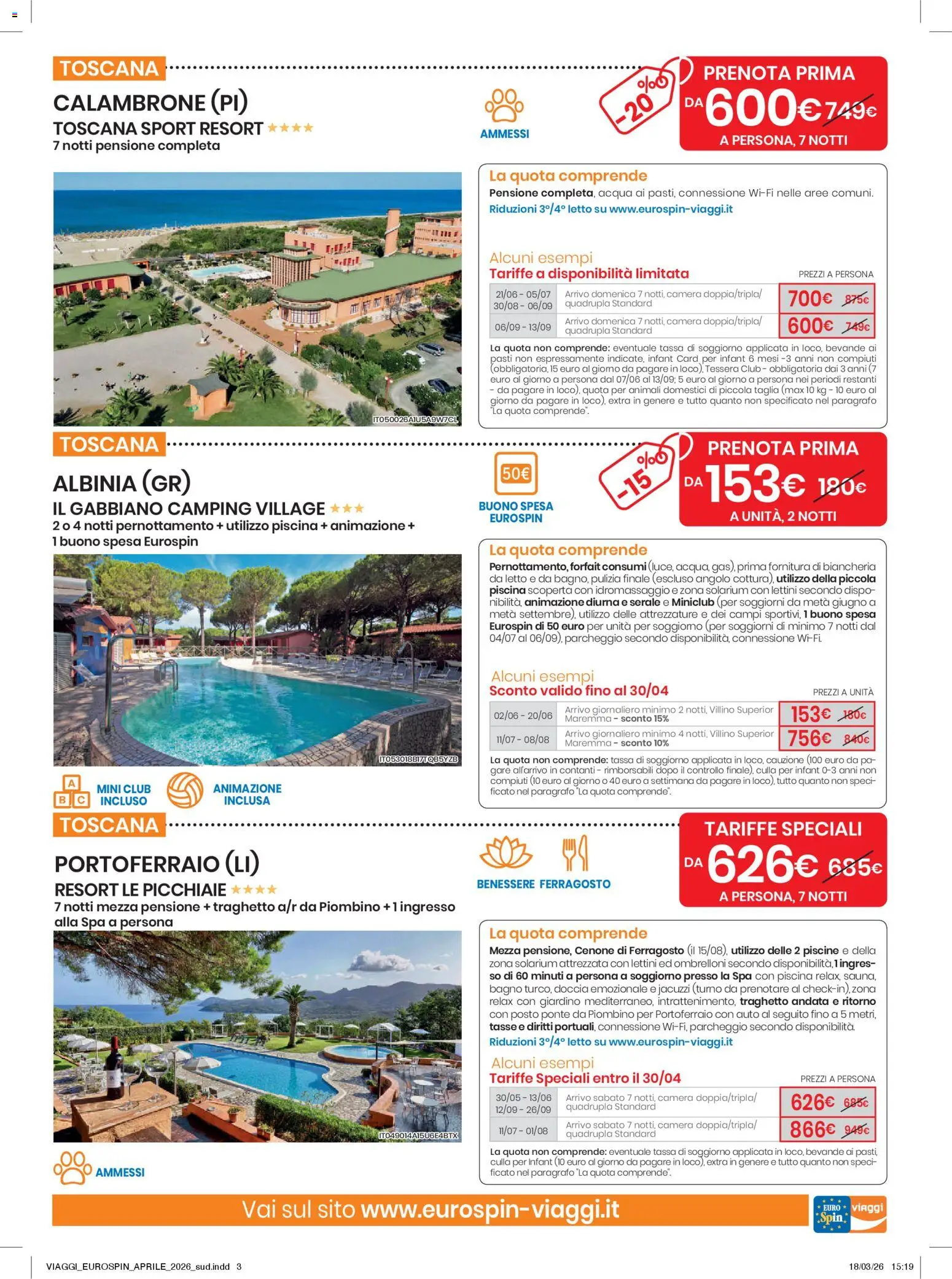 Volantino Eurospin del 02.04.2026 | Pagina: 3 | Prodotti: Acqua, Piscina, Letto, Bagno