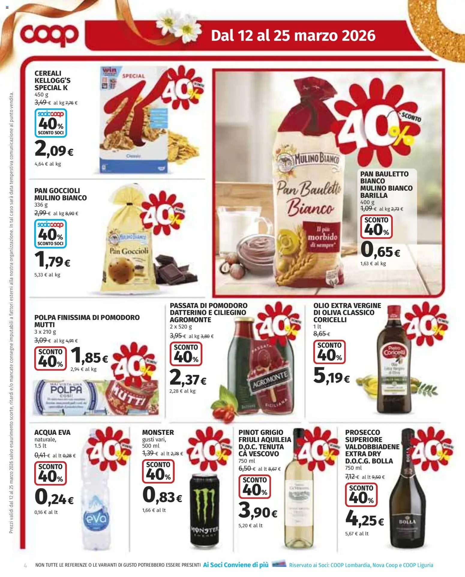 Volantino COOP del 12.03.2026 | Pagina: 4 | Prodotti: Pomodoro, Olio, Olio extra vergine, Mutti
