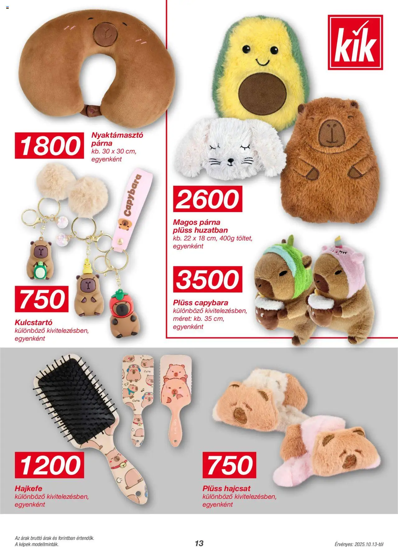 Kik akciós ujság - amely érvényes a következő dátumtól: 13.10.2025 | Oldal: 13 | Termékek: Plüss, Párna