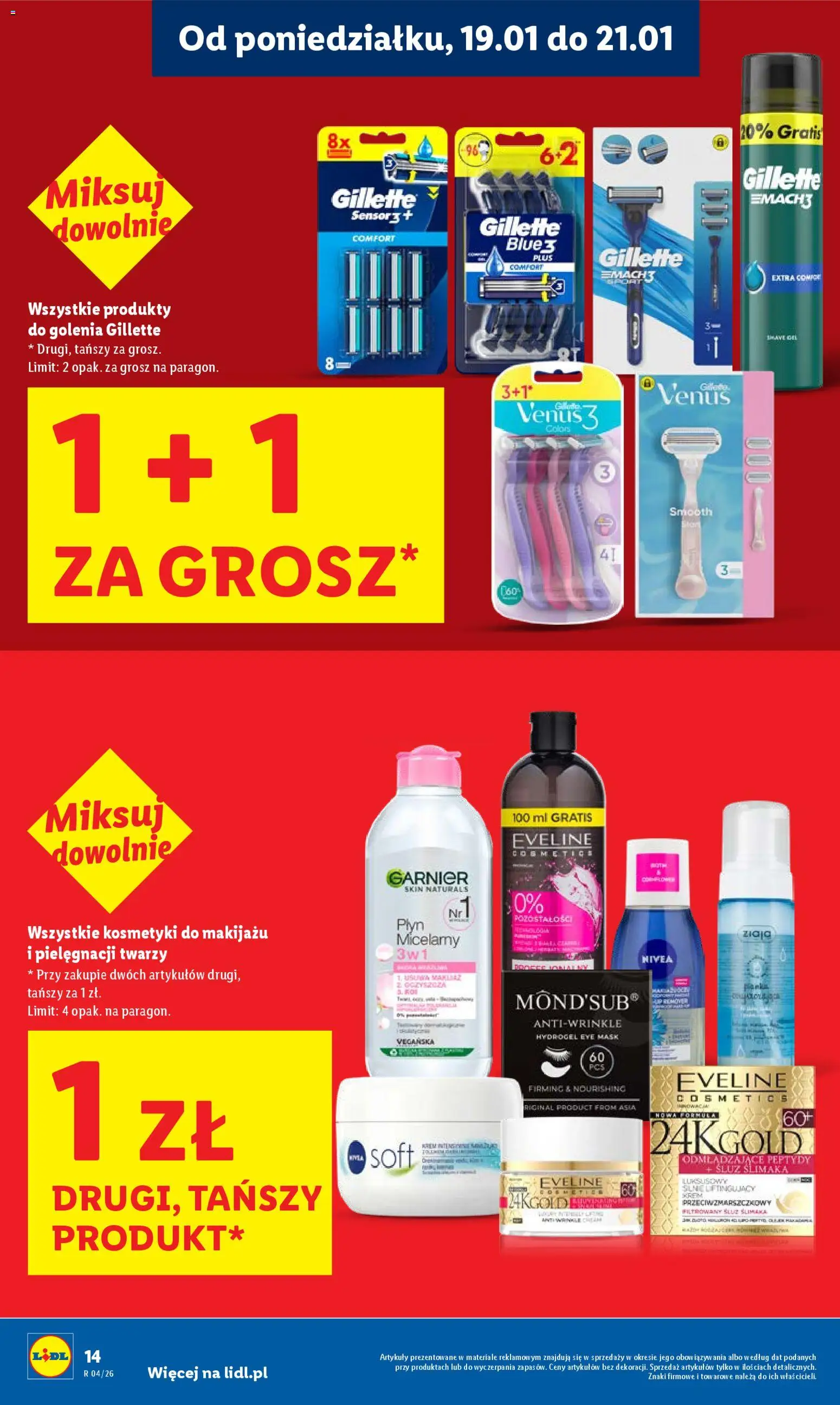 Lidl Gazetka od 19.01.2026 | Strona: 14 | Produkty: Gillette, Kosmetyki, Krem