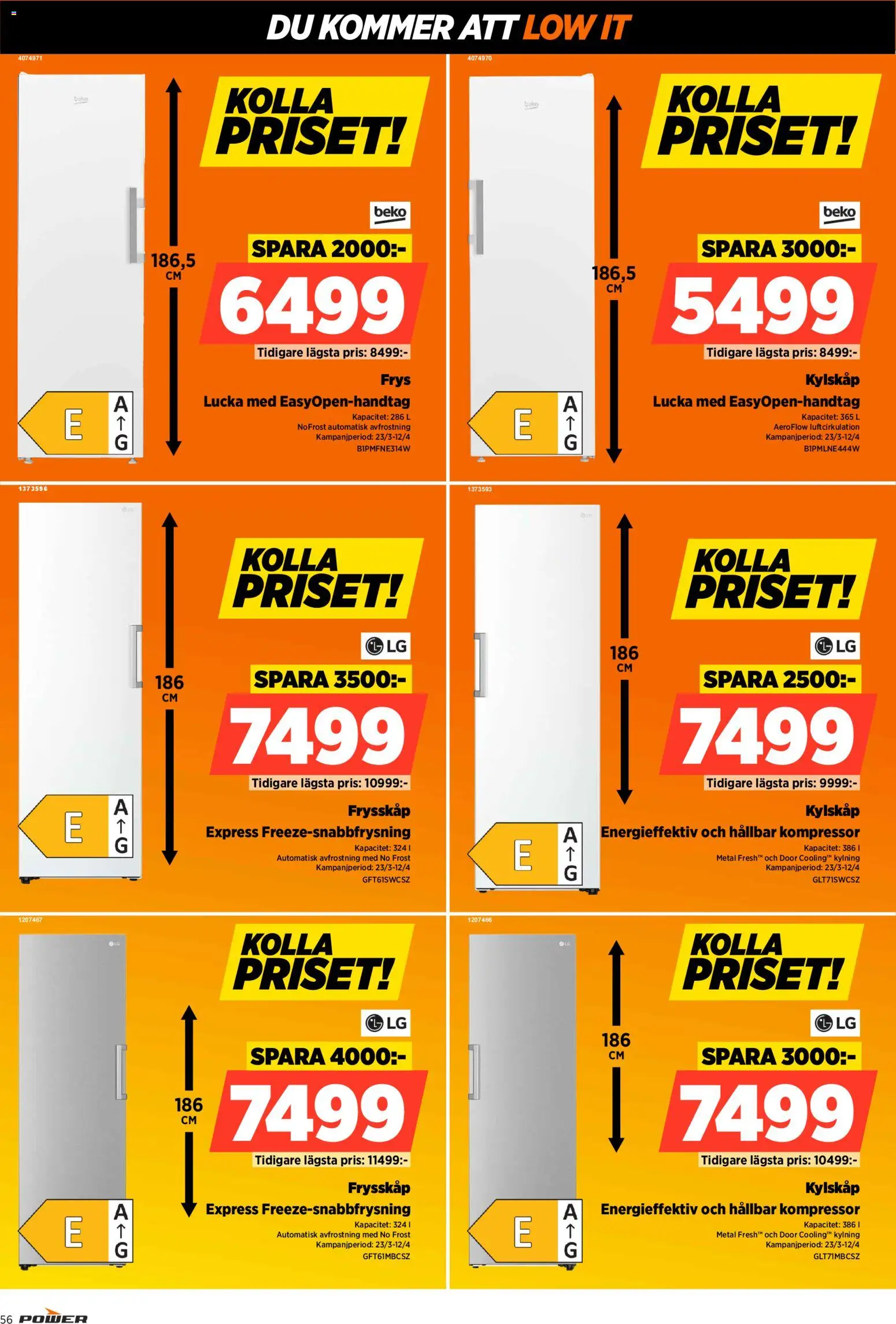 Power reklamblad aktuell från 30.03.2026 | Sida: 56 | Produkter: Kompressor, Kylskåp, Frys