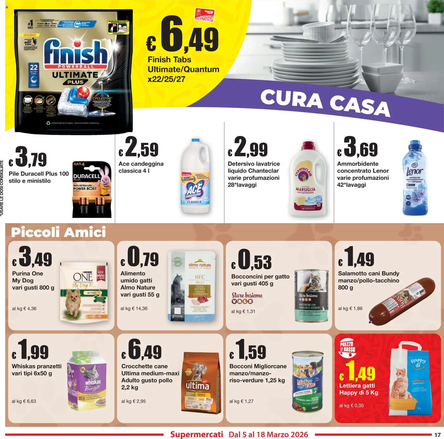 Volantino Sì con Te del 05.03.2026 | Pagina: 17 | Prodotti: Ammorbidente, Sogliola, Verdure, Crocchette cane