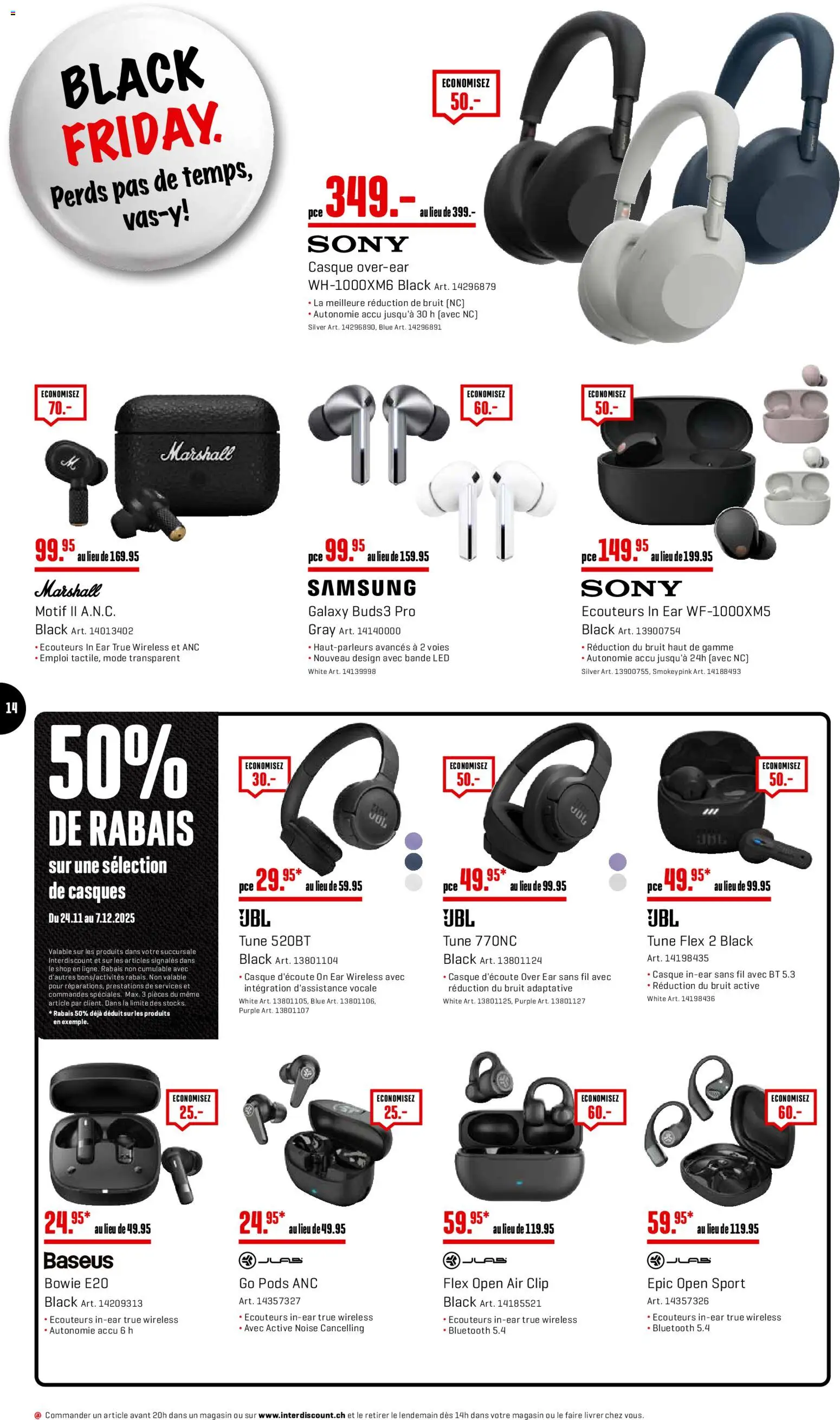Interdiscount Black Friday FR – gültig ab 24.11.2025 | Seite: 14 | Produkte: Samsung, Sony