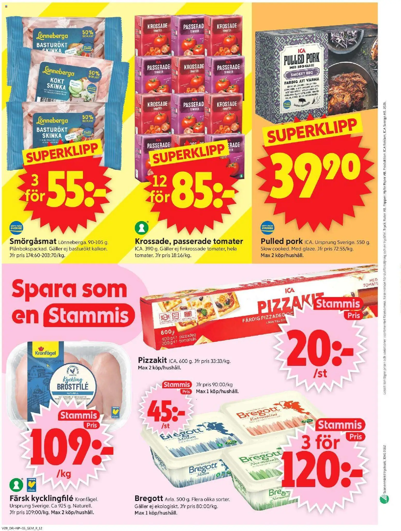 ICA Supermarket reklamblad aktuell från 23.02.2026 | Sida: 14 | Produkter: Kycklingfile, Bregott, Pizzakit, Papper