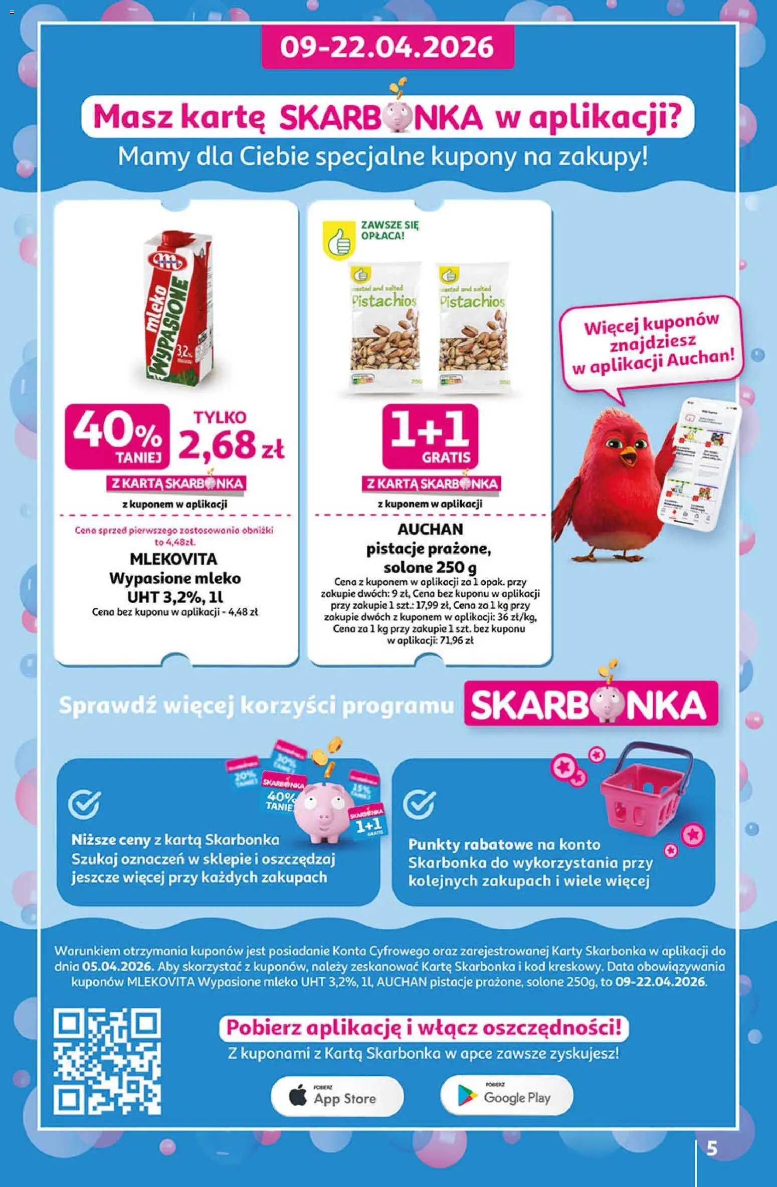 Auchan - Gazetka 30 Lat Hipermarket  od 09.04.2026 | Strona: 5 | Produkty: Karta, Mleko