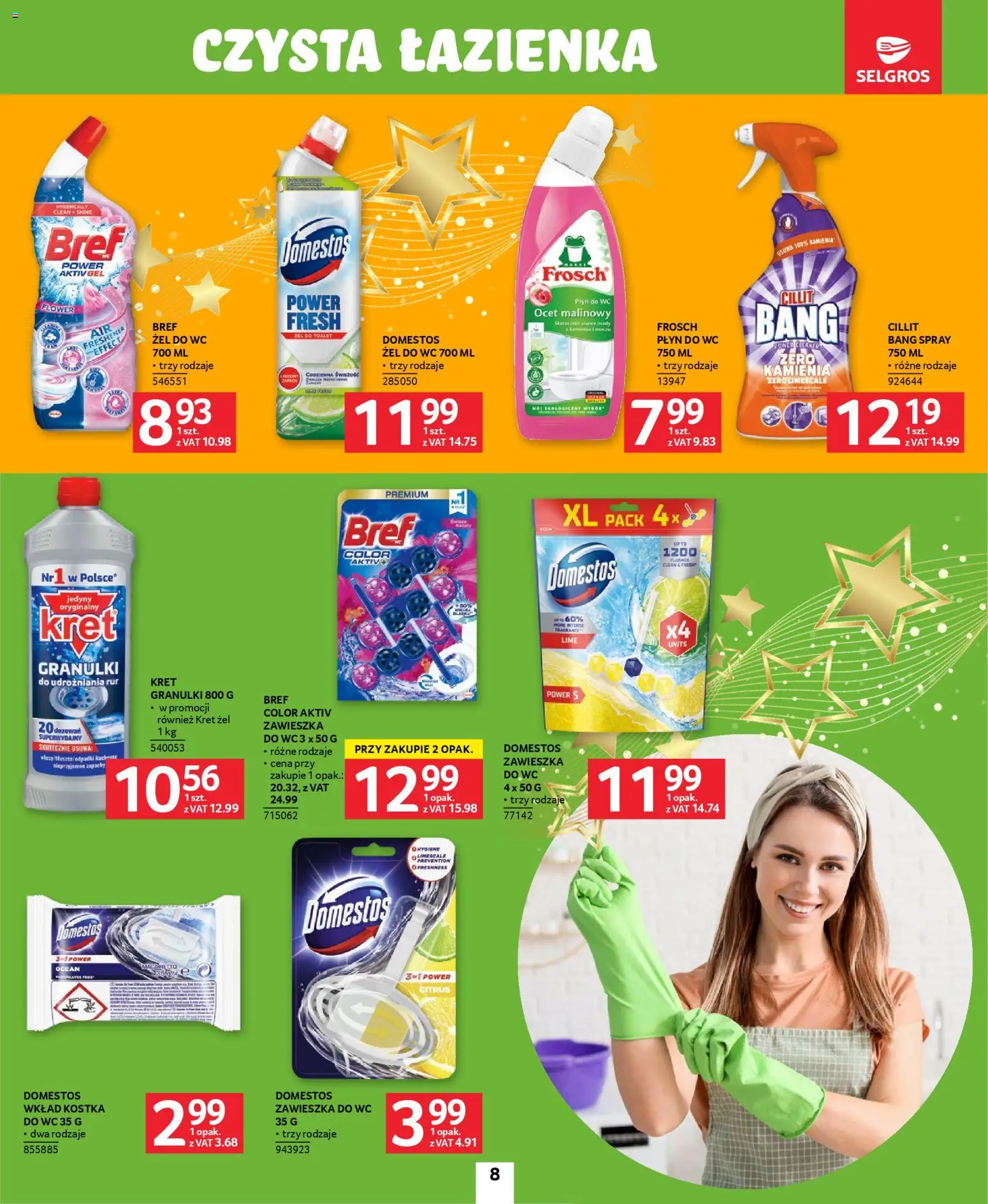 Selgros cash&carry Gazetka - Sprzątanie od 06.11.2025 | Strona: 8 | Produkty: Ocet, Domestos