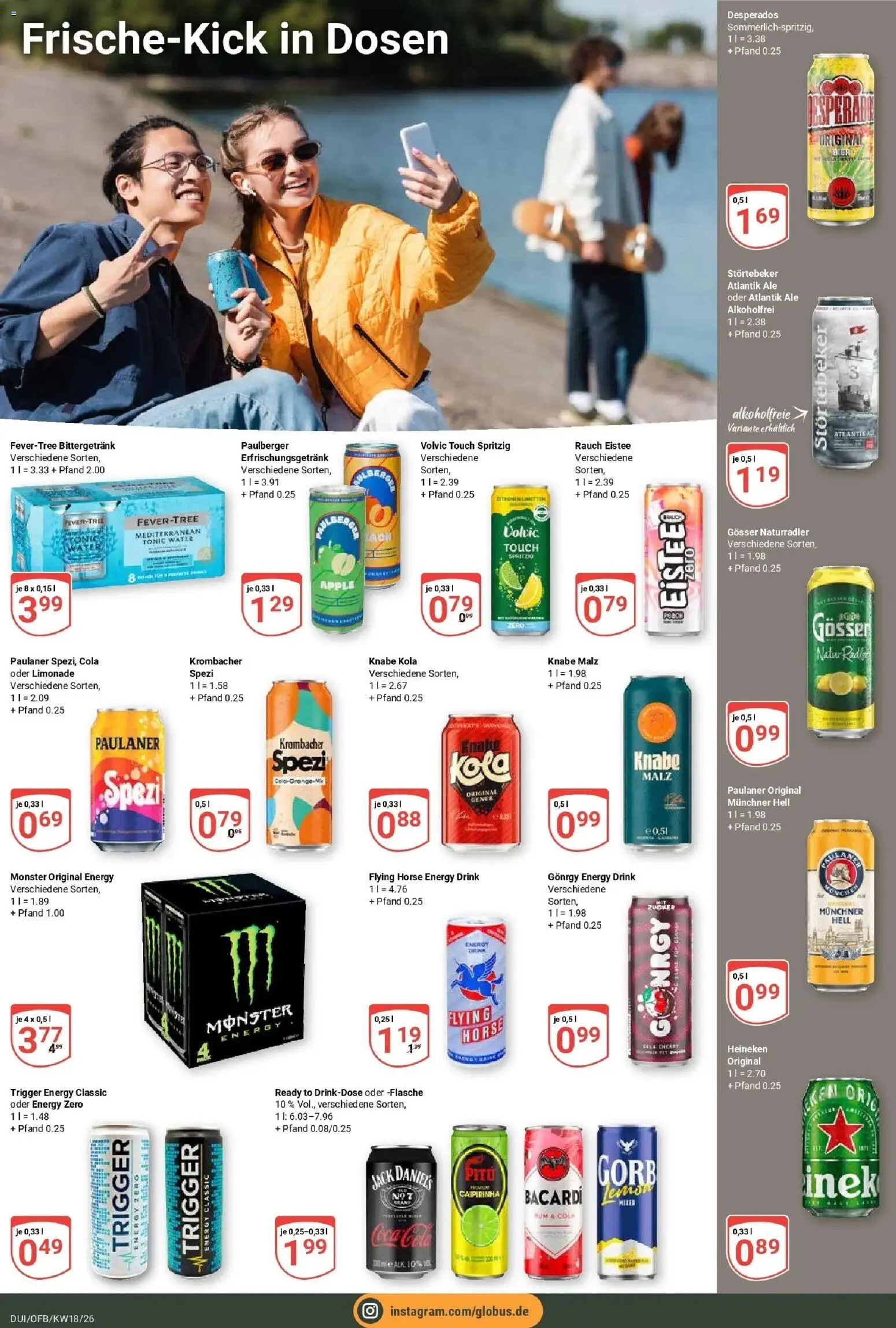 Globus Prospekt Duisburg	 – gültig ab 27.04.2026 | Seite: 14 | Produkte: Bacardi, Volvic touch, Desperados, Krombacher