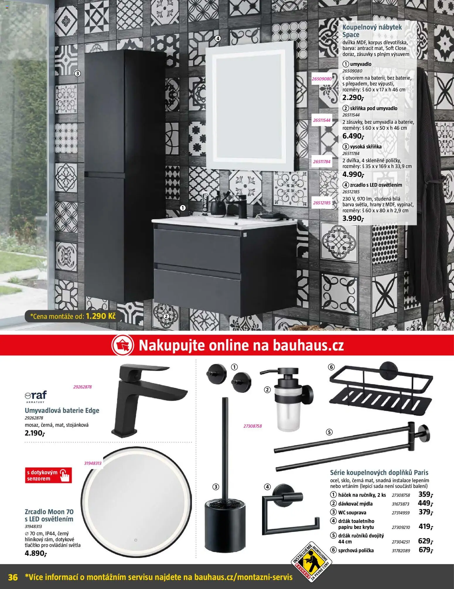 Bauhaus leták od 06.03.2026 | Strana: 36 | Produkty: Polička, Skříňka, Umyvadlo, Zrcadlo