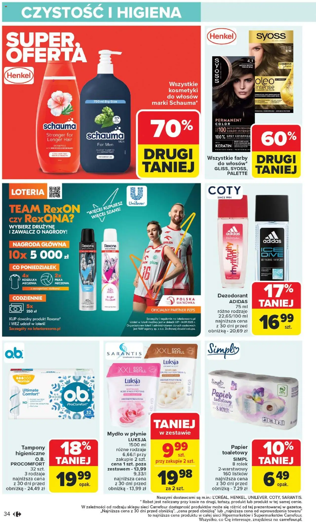 Carrefour Gazetka od 11.08.2025 | Strona: 38 | Produkty: Tampony, Kosmetyki, Mydło, Dezodorant