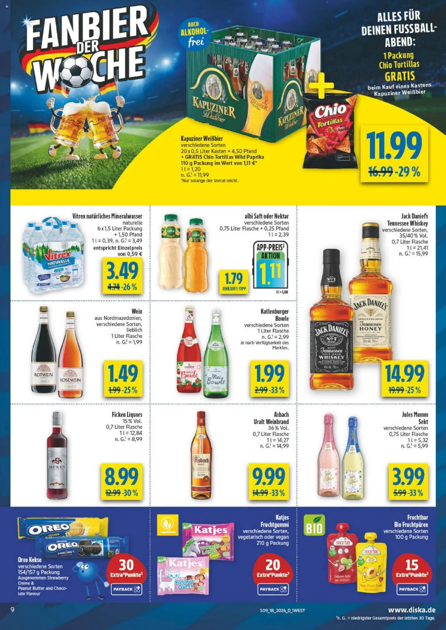 Diska - Diska Angebote Bayern KW18 – gültig ab 27.04.2026 | Seite: 9 | Produkte: Joghurt, Rosewein, Mineralwasser, Asbach