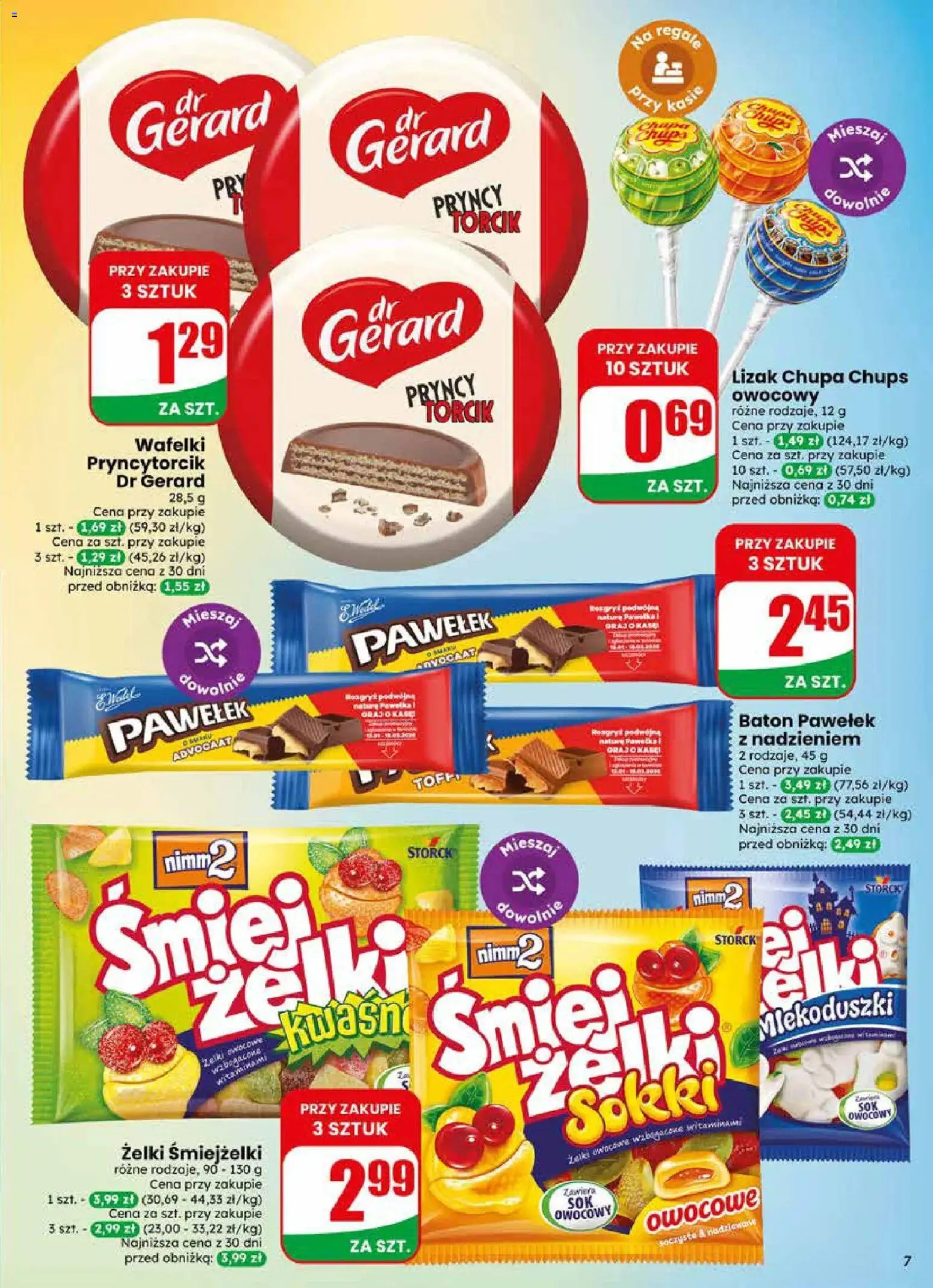 Dino gazetka od 22.04.2026 | Strona: 7 | Produkty: Lizak Chupa Chups, Baton, Wafelki, Żelki